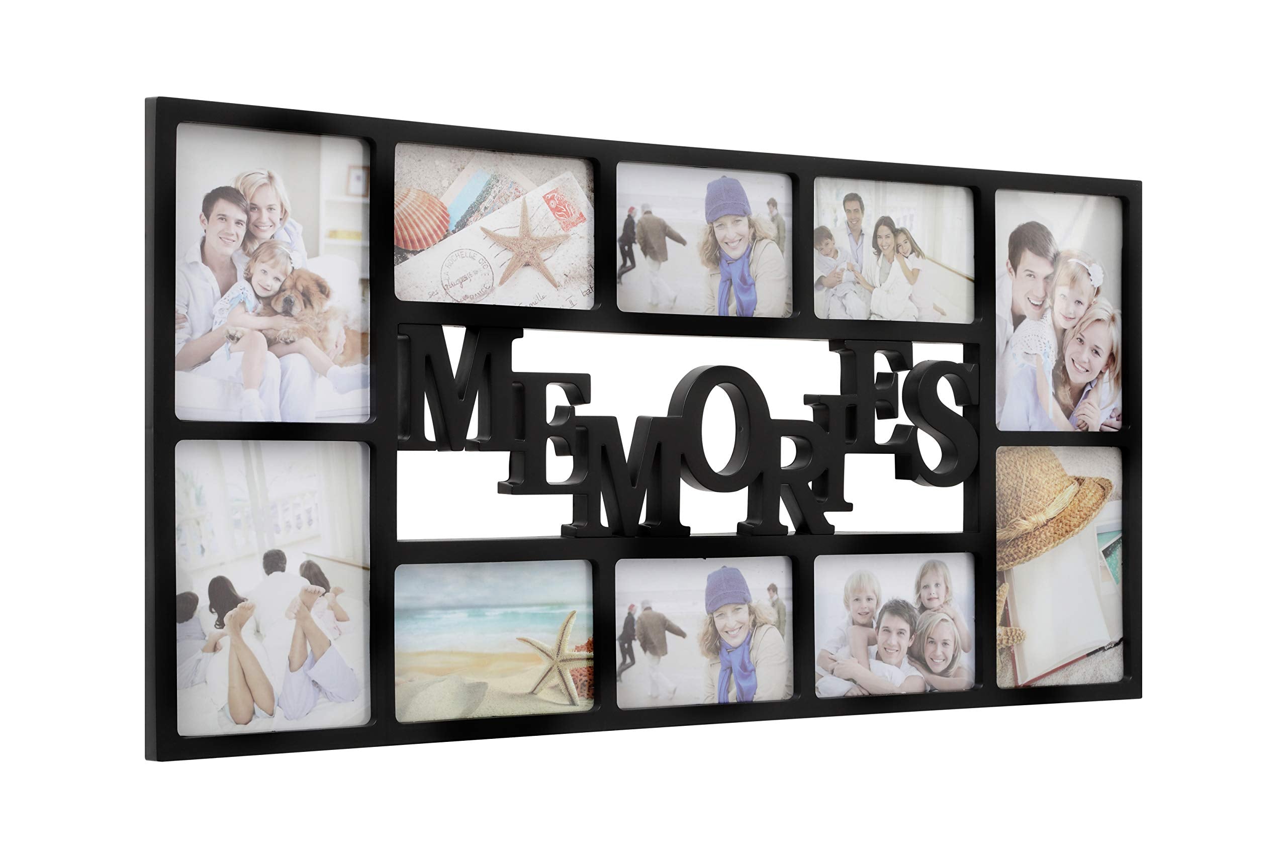 ARPAN Memories Multi Aperture Photo Frame - Black | Holds 10 Photos (6x 4x6", 4x 5x7") | Wall Mount 5