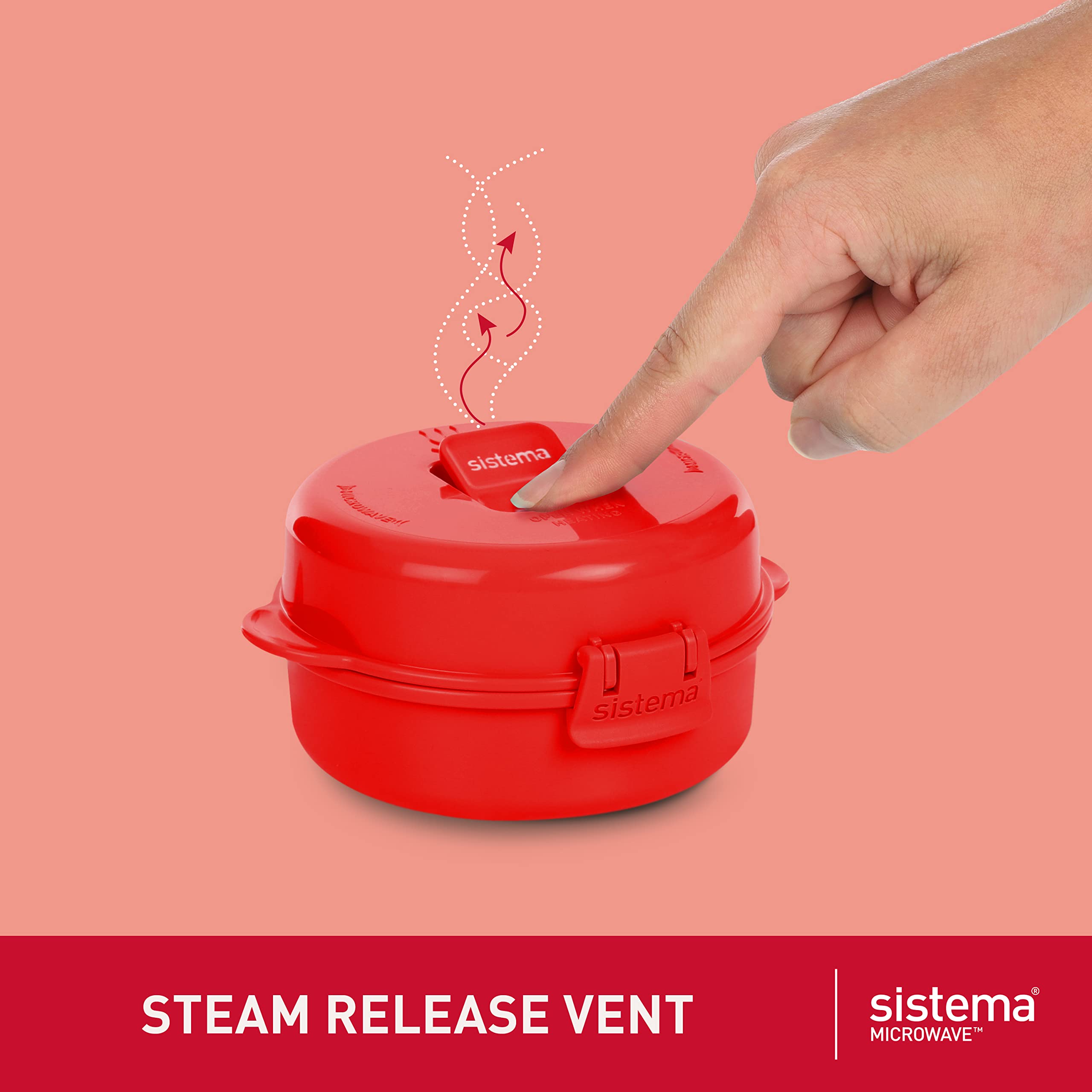 Sistema Easy Eggs Microwave Egg Cooker - 270 ml Capacity | Steam Release Vent | Red | 1 Count 3