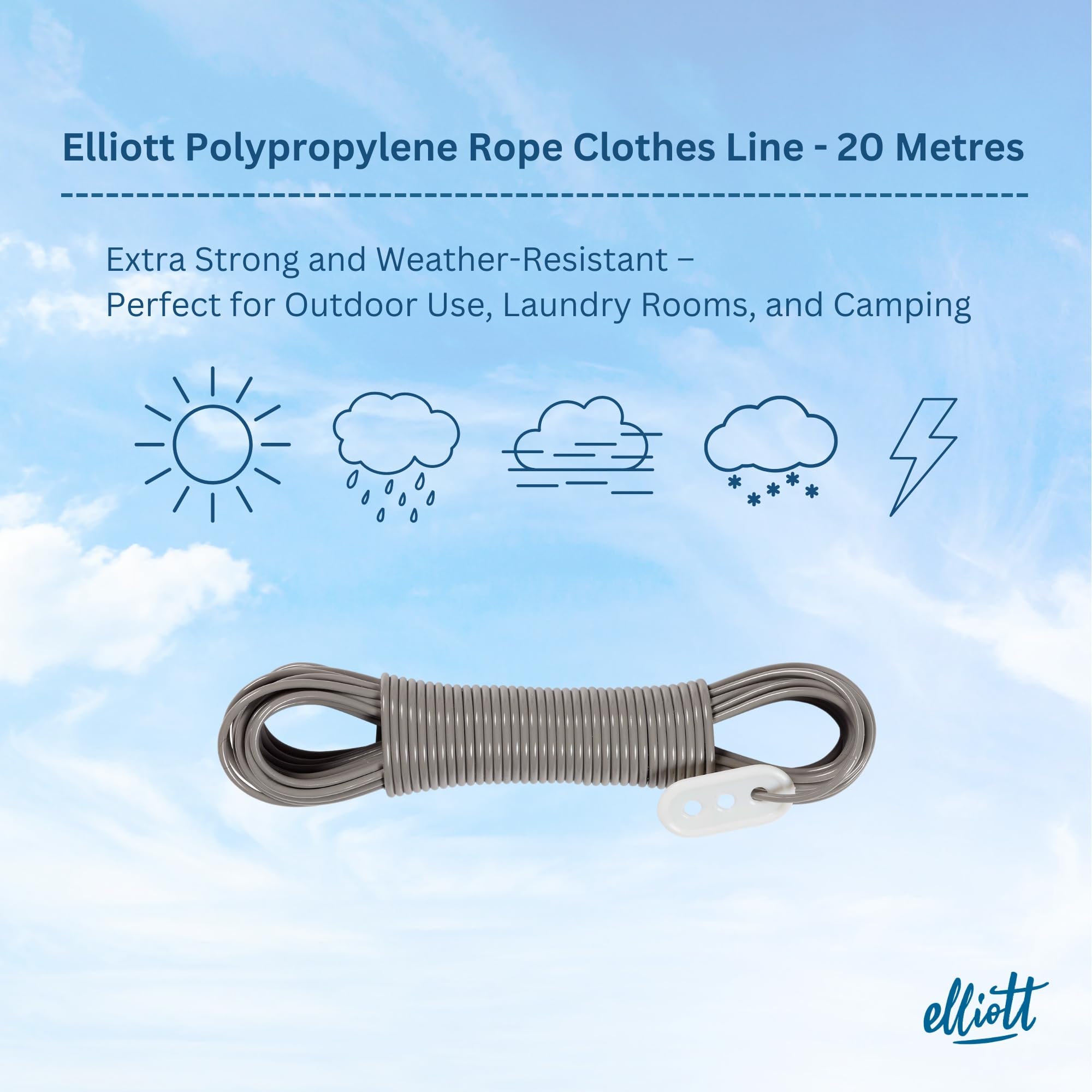 Elliott Steel Core Clothes Line - 15m Length | Flexible Use | Indoor/Outdoor 5