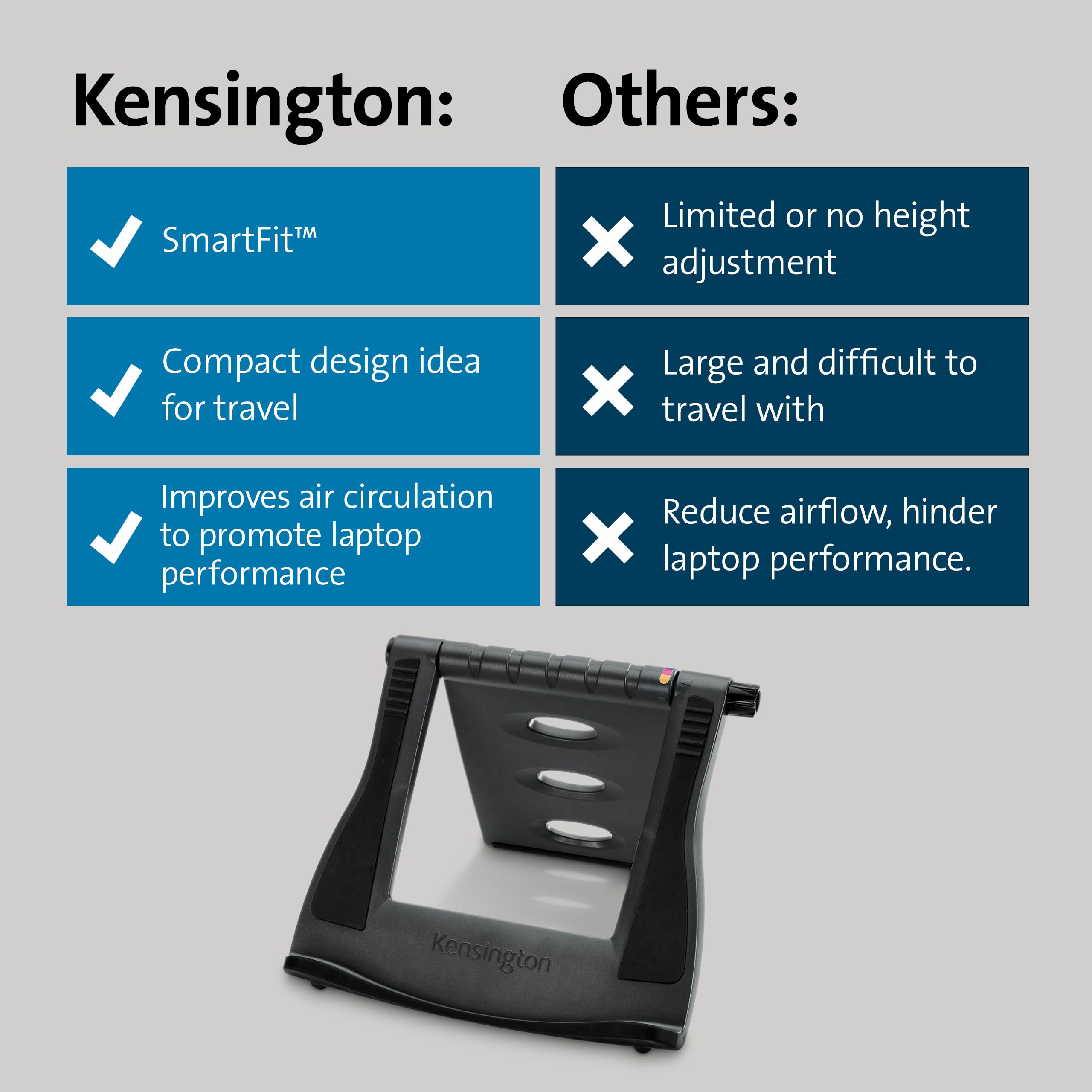 Kensington Easy Riser Portable Ergonomic Laptop Cooling Stand - Adjustable up to 50° Tilt | Fits 12"-17" Laptops | Black 7
