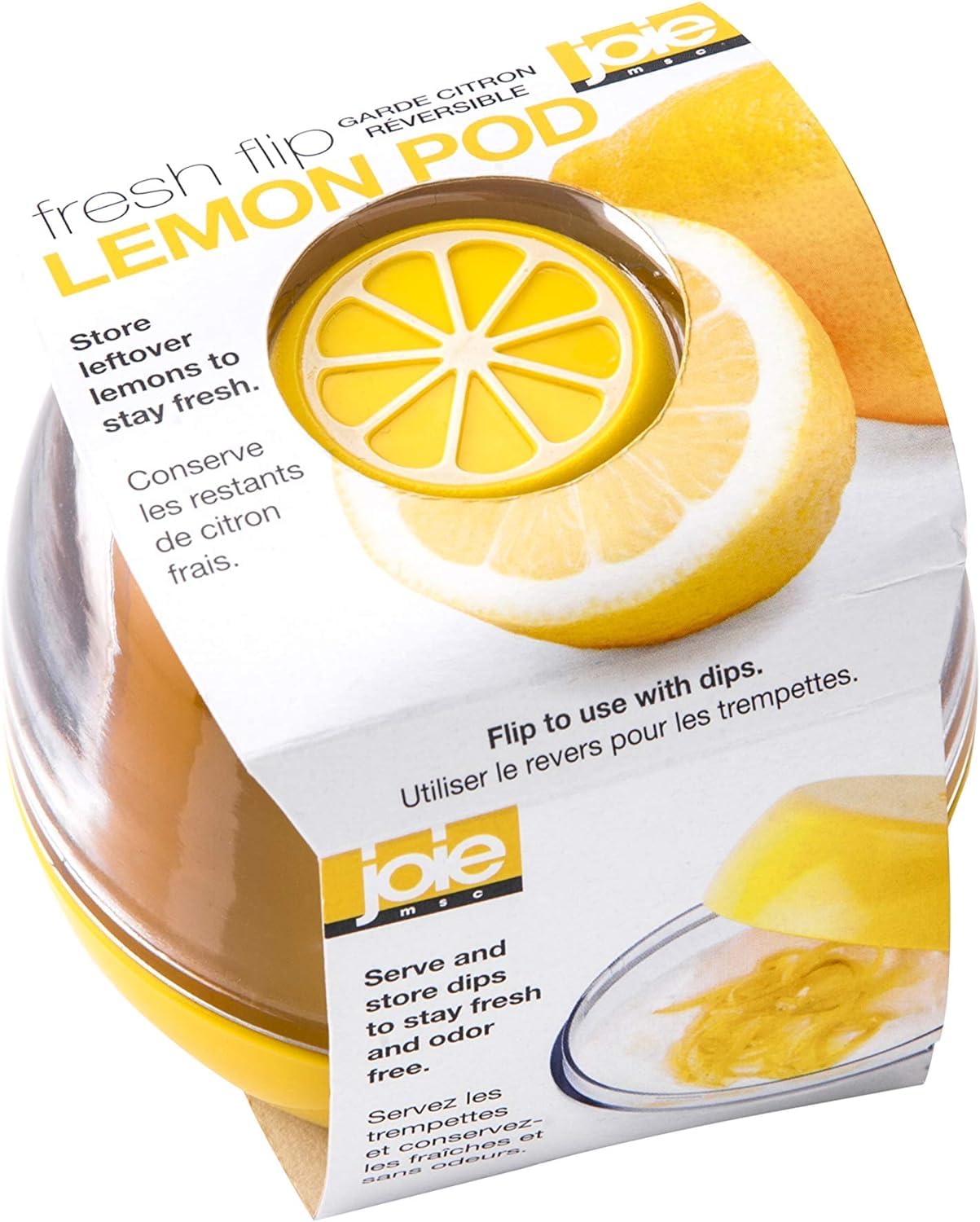 Joie Fresh Flip Pod Lemon Storage Container - Keeps Lemons Fresh, BPA-Free, Stackable, Yellow 2