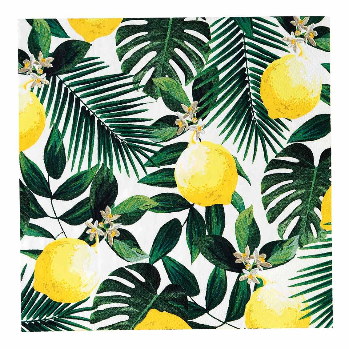 Talking Tables Pack of 20 Lemon Paper Napkins | 33cm x 33cm Tropical Serviettes for Summer Parties 1