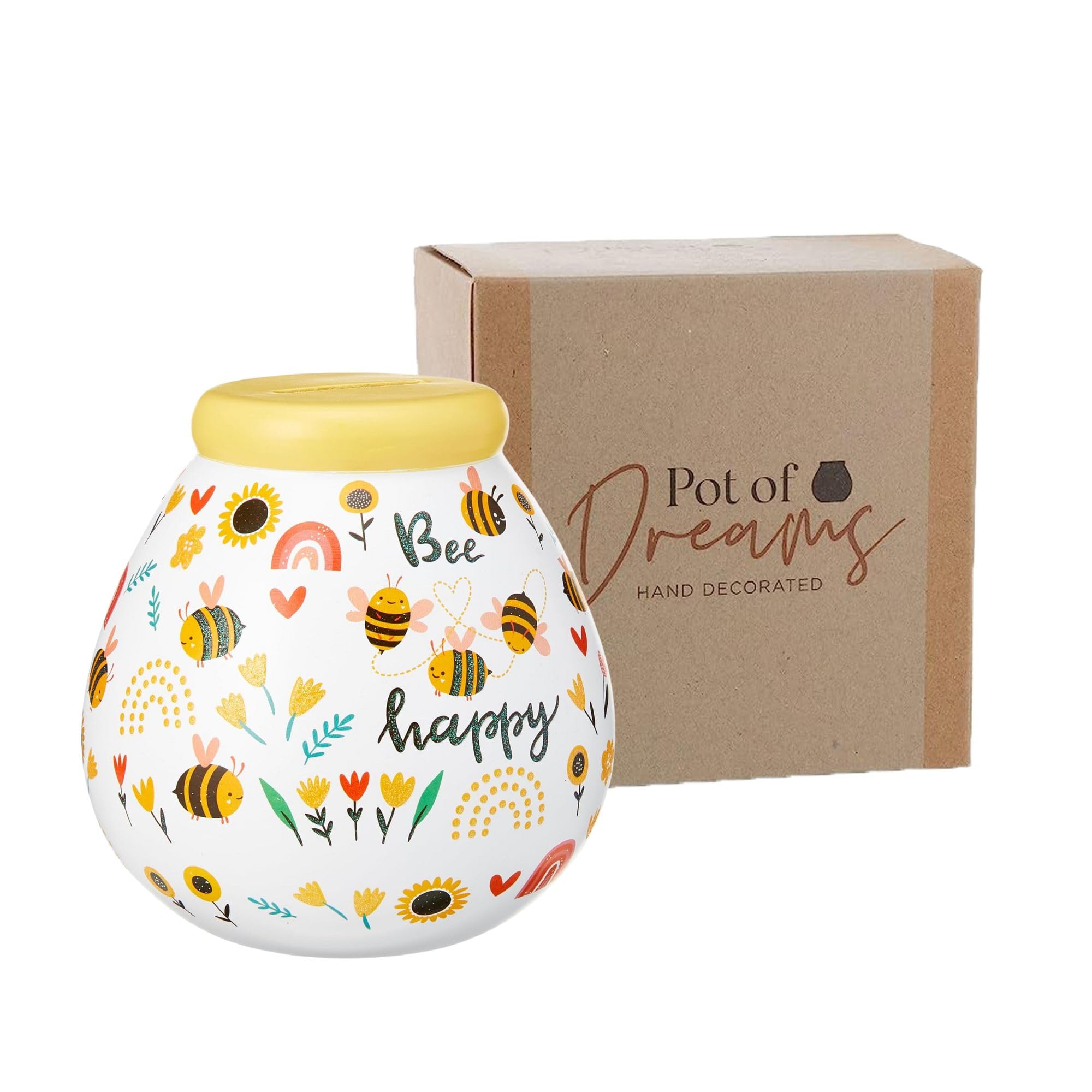 Pot Of Dreams Hand Painted Bee Happy Kids Save And Smash Ceramic Money Box | Holds up to £1000 5