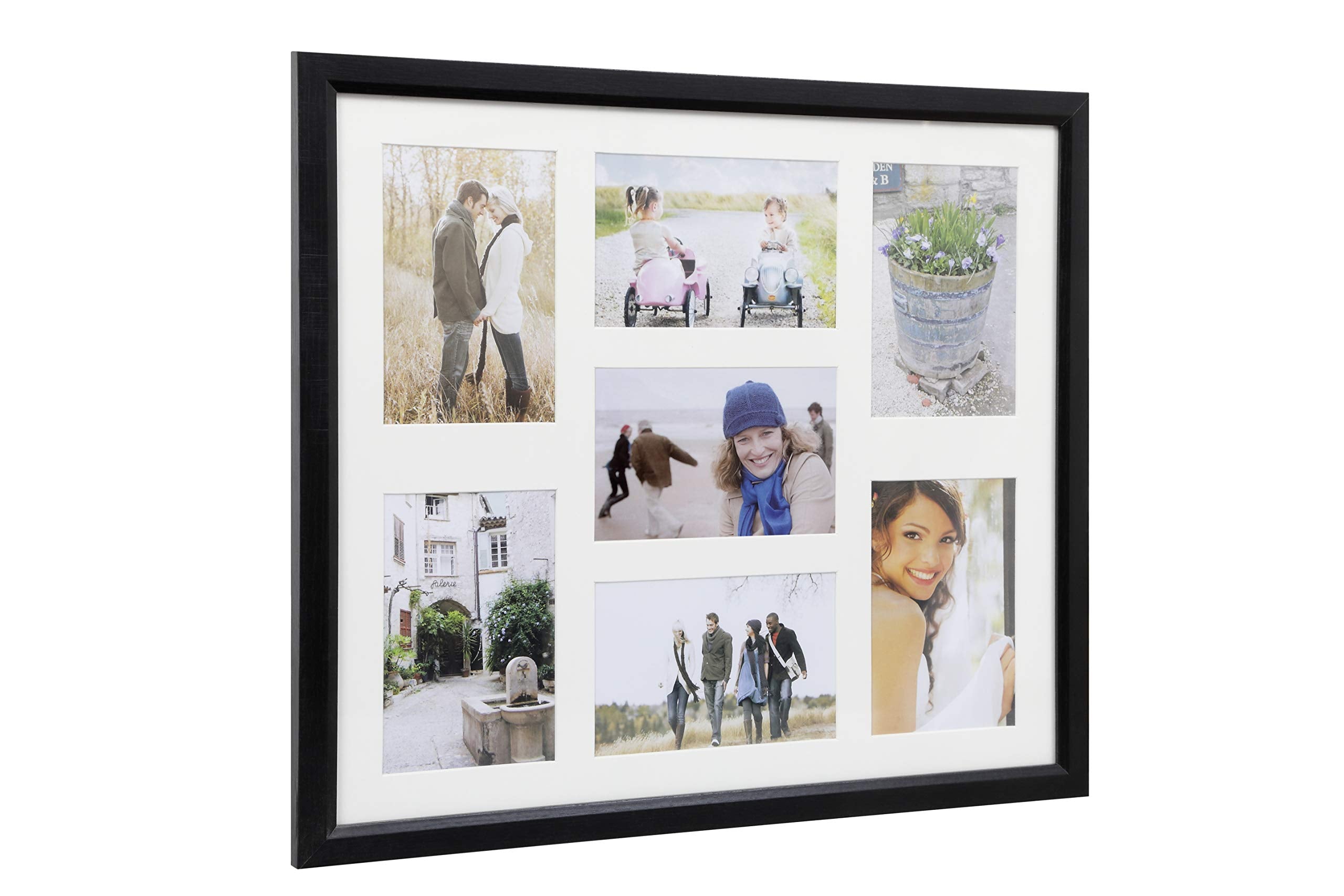 ARPAN Multi Aperture MDF Photo Frame - Holds 7 Photos 6'x4' | Black | Wall Mount Ready 4
