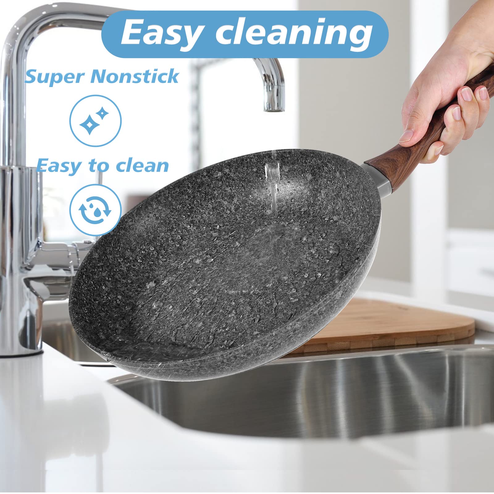 Rainberg 28cm Non-Stick Frying Pan - Granite Coating, Induction Compatible, Anti-Scratch 7