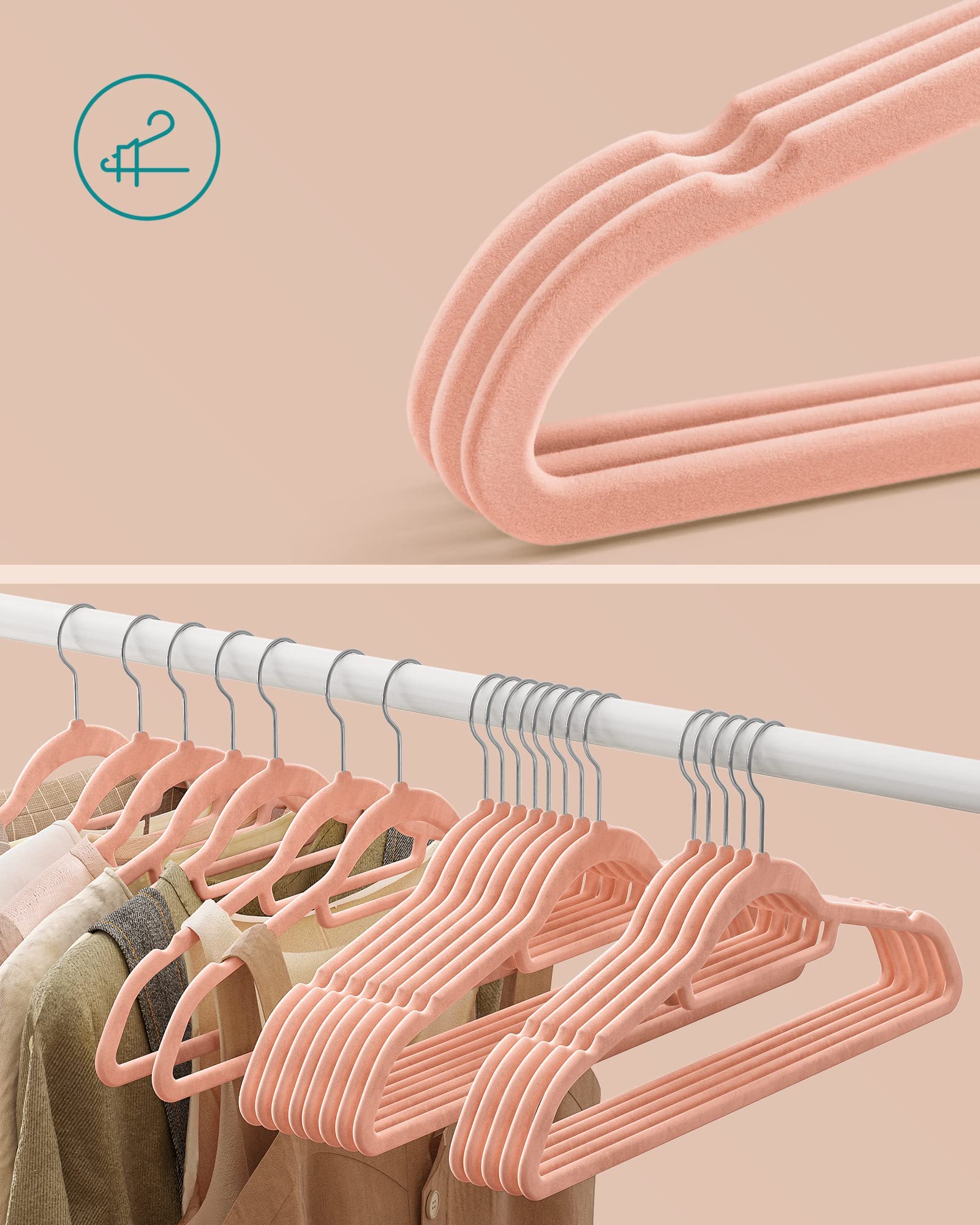 SONGMICS Velvet Hangers - 50 Pack Non-Slip Space Saving Hangers | 0.6cm Slim | 5kg Capacity 7