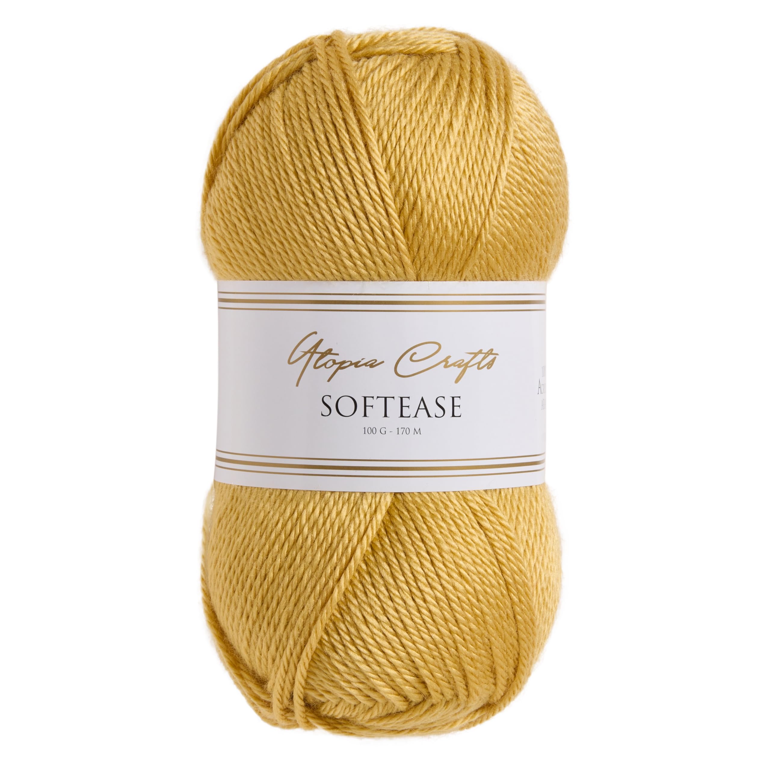 Utopia Crafts Softease Acrylic Yarn - 100g Aran Weight in Golden Harvest | Vegan & Oeko-Tex Certified 1