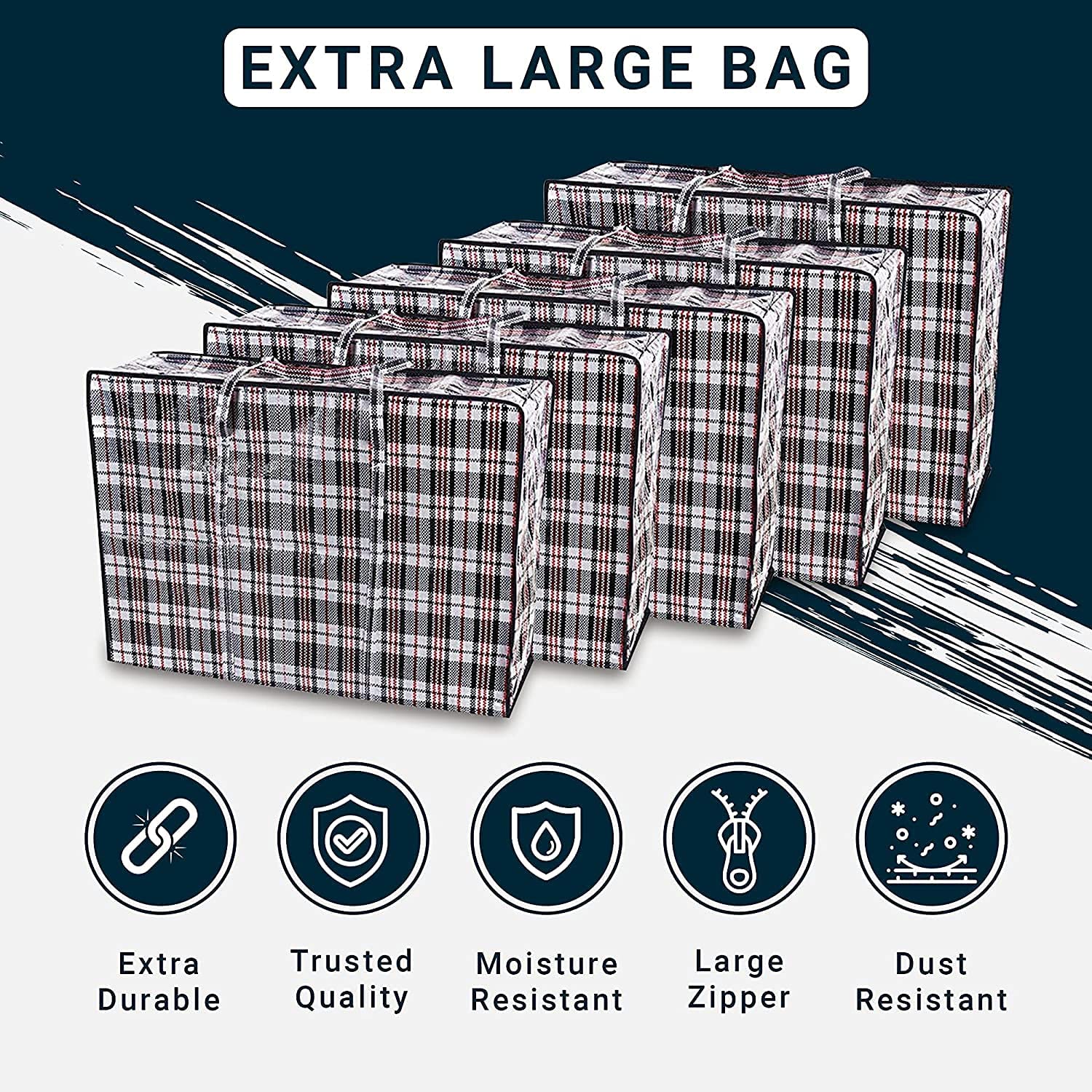 AVLASH XL Waterproof Moving Bags - Heavy Duty Reusable Laundry Storage | Pack of 5 4
