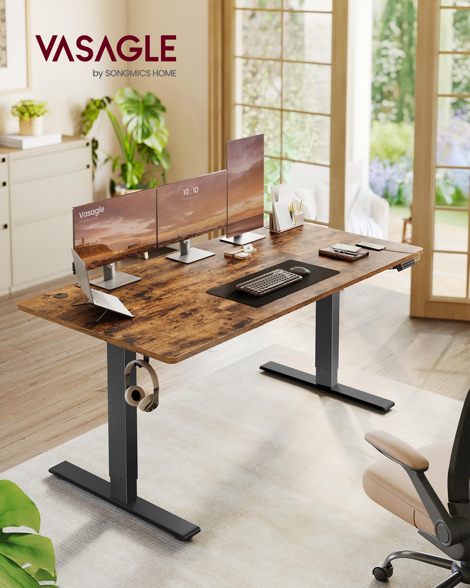 VASAGLE Electric Standing Desk - 160 x 80 cm Desktop | USB-C Port | Height Memory Presets