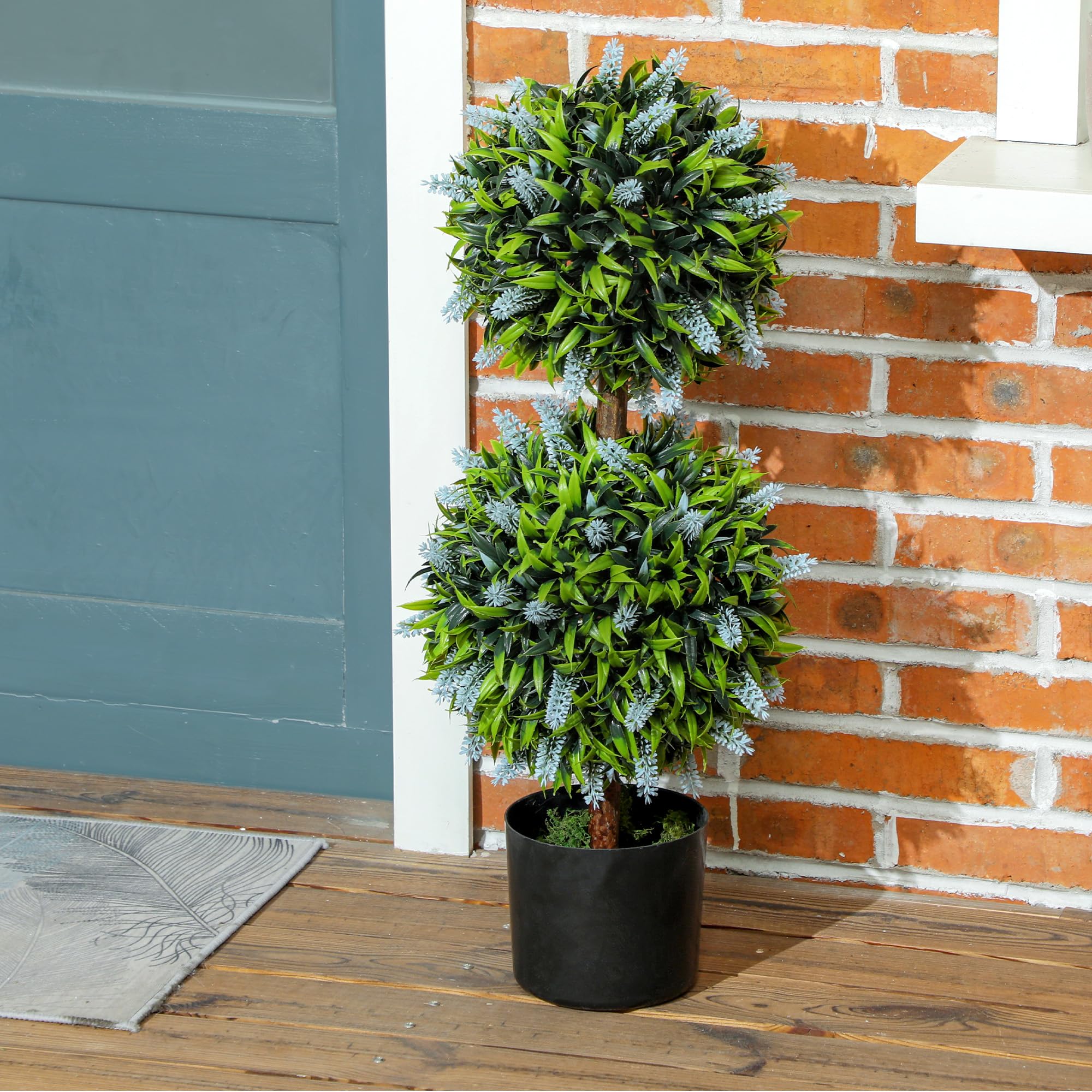 HOMCOM Set of 2 Artificial Lavender Trees | UV Resistant | Blue | 70cm Tall 9