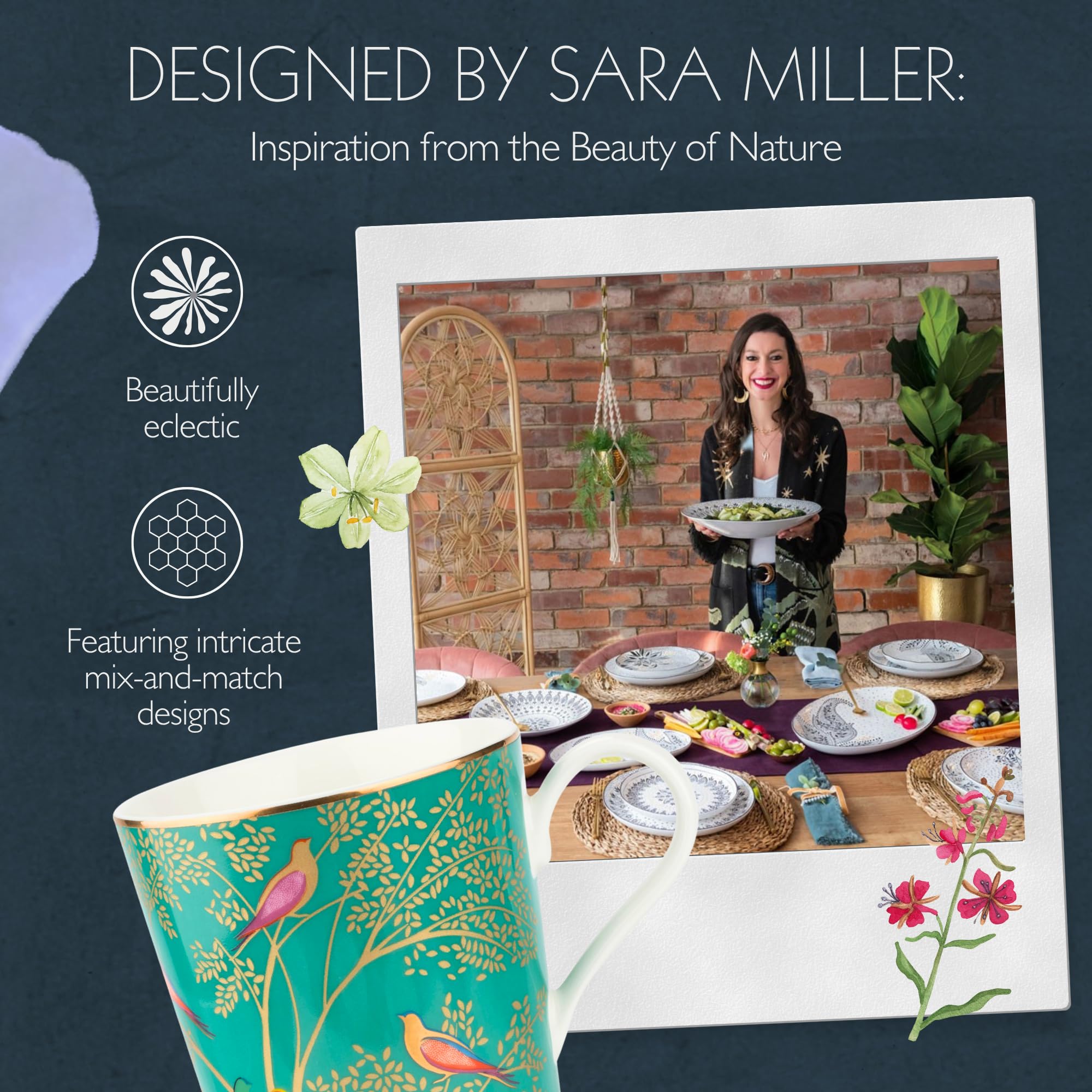 Portmeirion Sara Miller London Chelsea Fine China Coffee Mug - Dark Green | 10oz 8