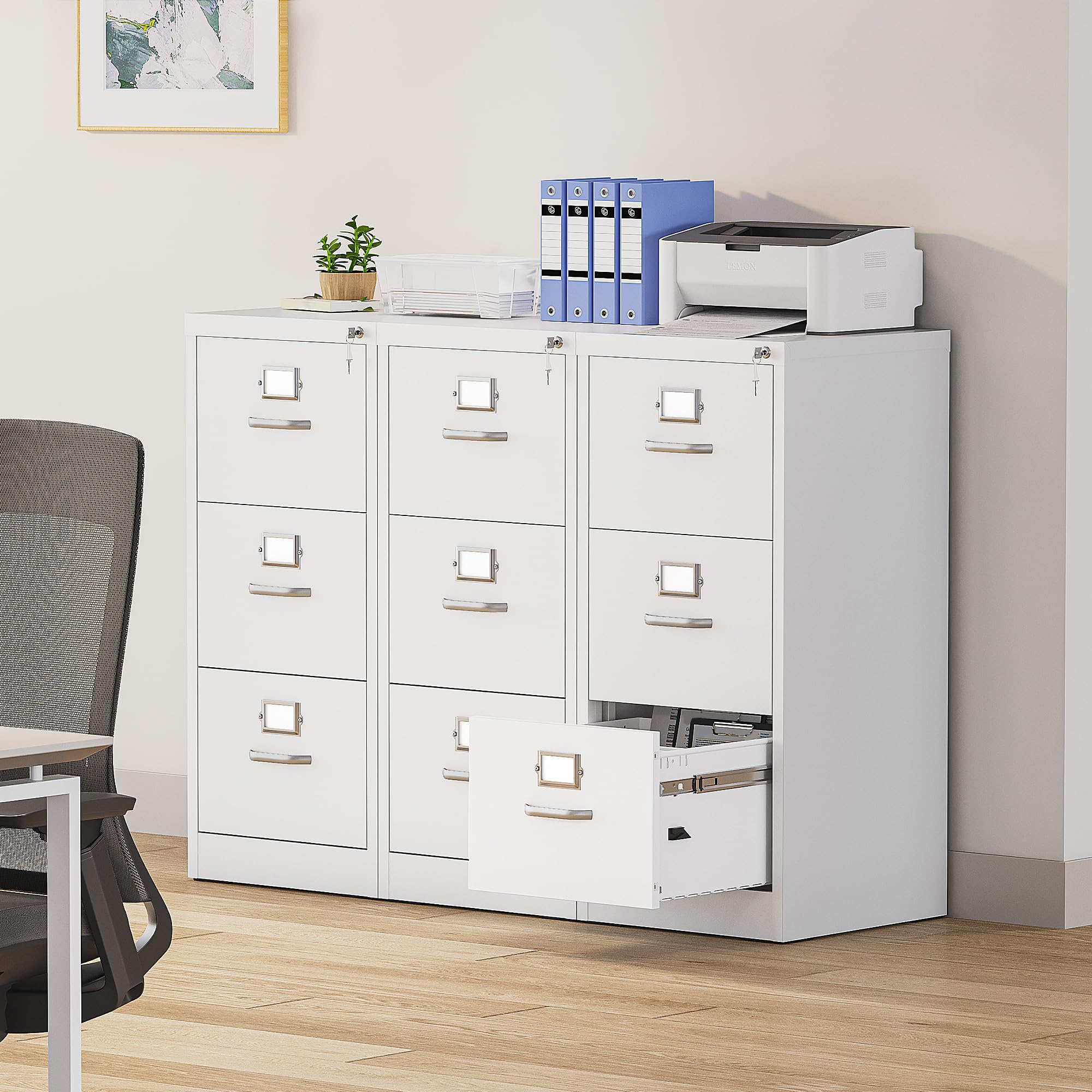 YITAHOME 3-Drawer Vertical File Cabinet - Lockable, Heavy-Duty Steel | 45.8 x 45 x 103cm 7