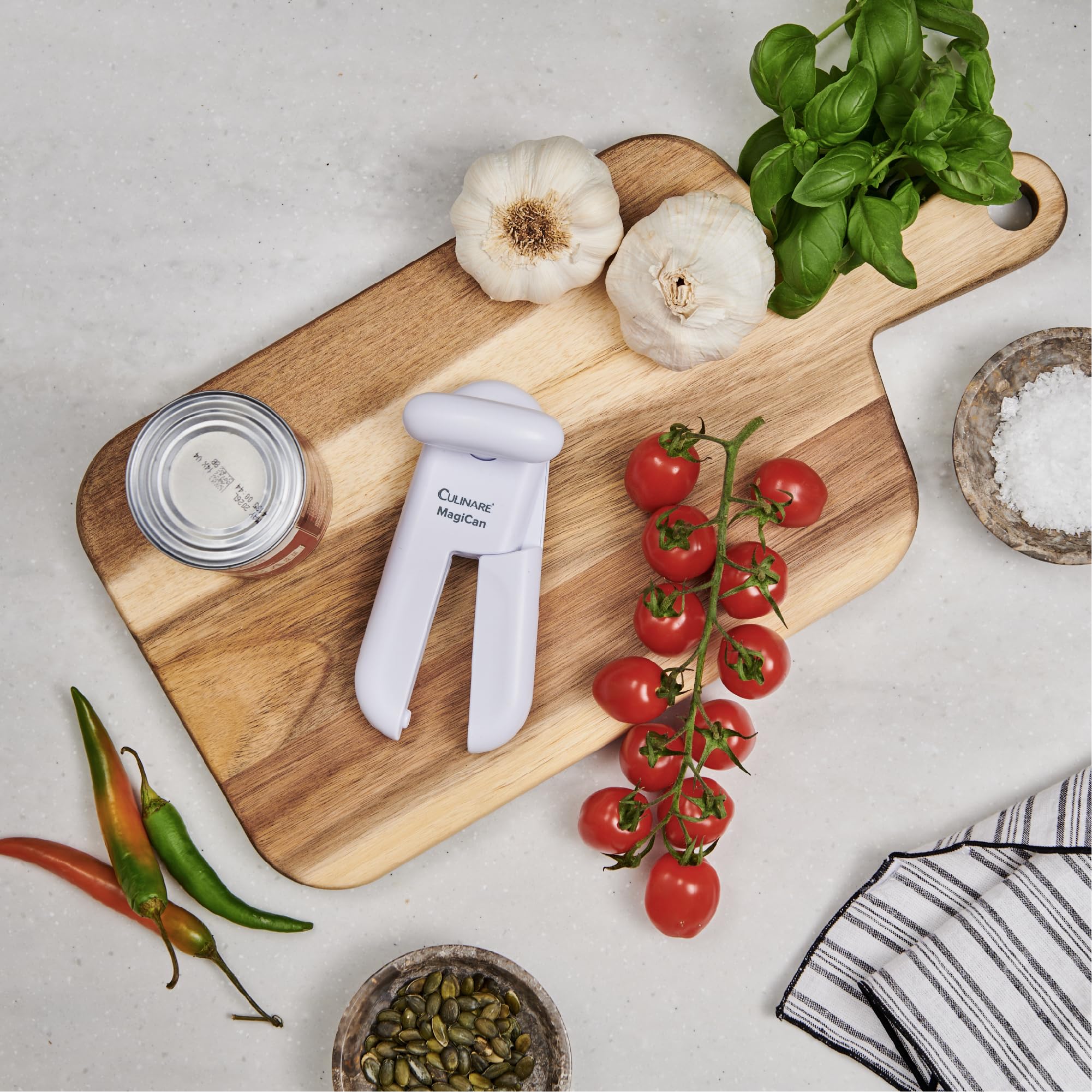 CULINARE MagiCan Opener C10015 - White Manual Can Opener with Stainless Steel Cutting Wheel | Comfortable Handle 9