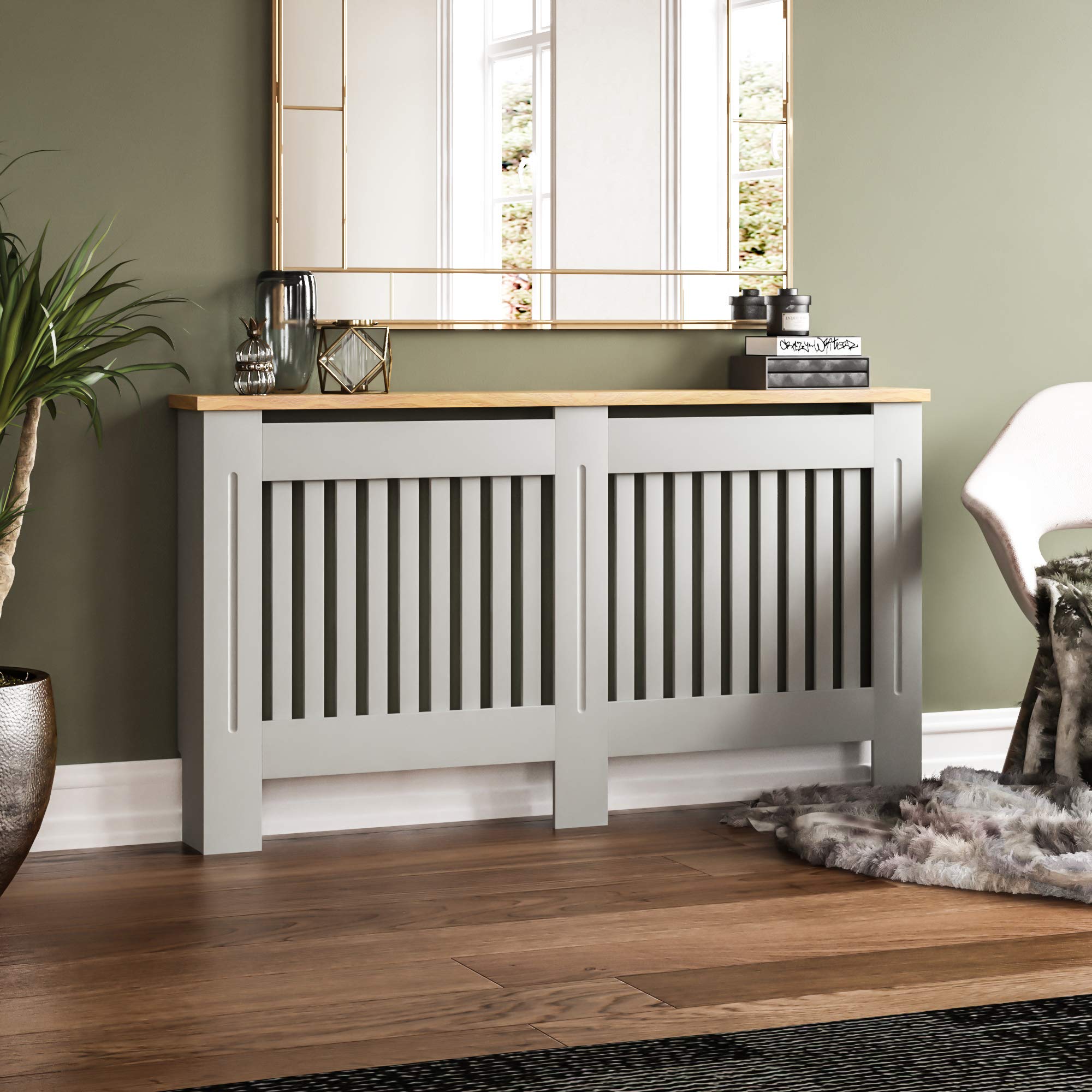 Vida Designs Arlington Radiator Cover - Large | Olive Grey | Engineered Wood 2