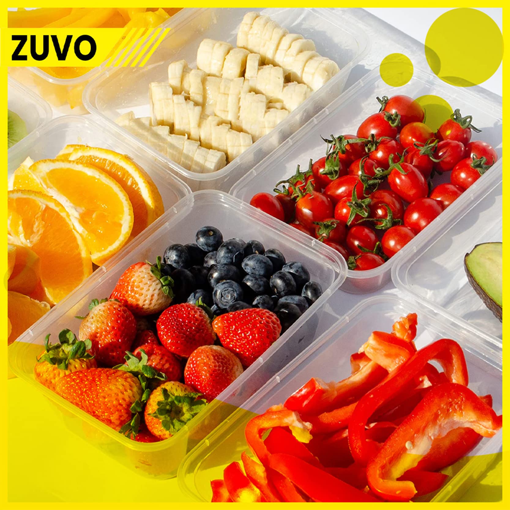 Zuvo Rectangular Plastic Food Containers - 750ml, Pack of 50 | Microwave, Freezer, Dishwasher Safe 5