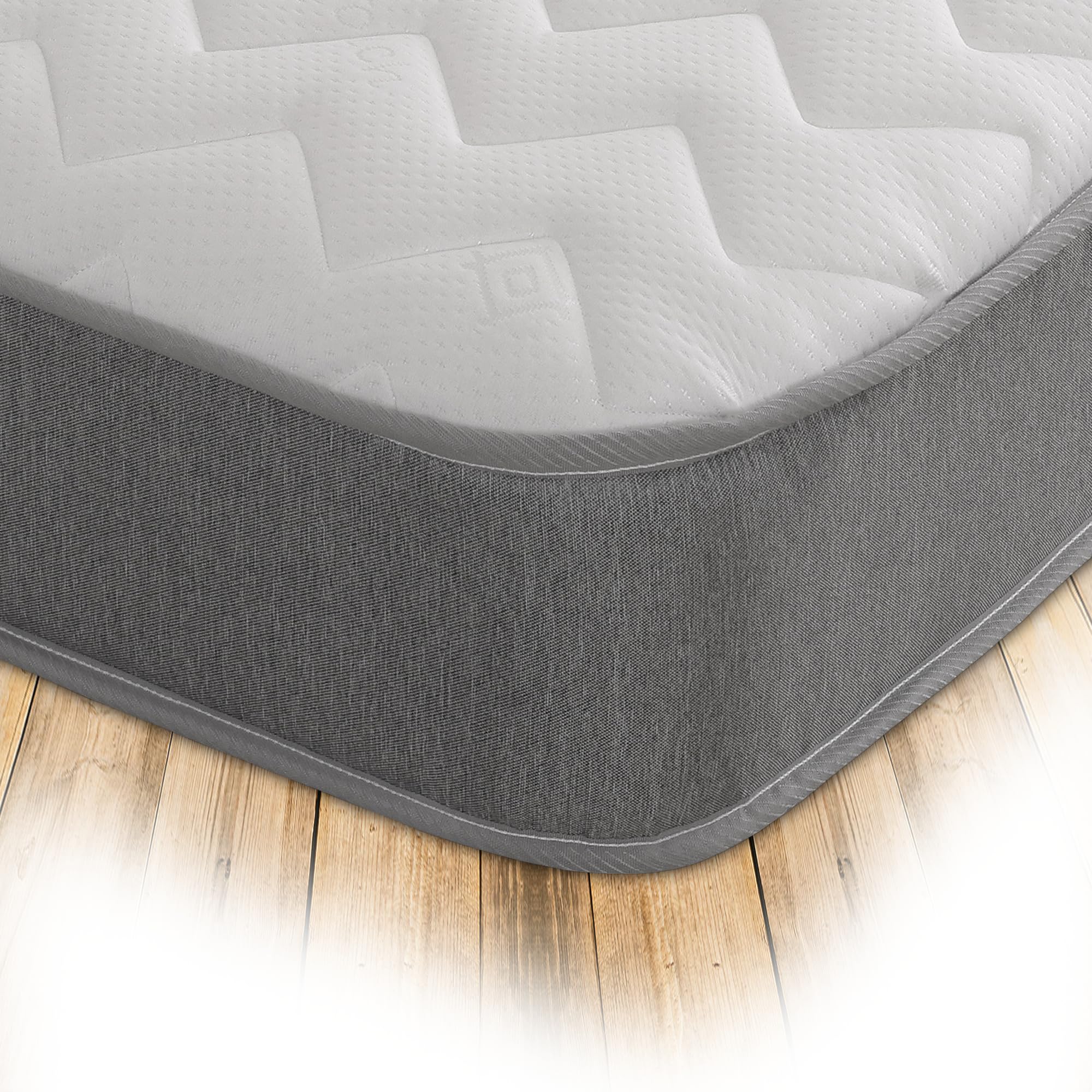 Starlight Beds Kingsize Hybrid Mattress with Springs & Memory Foam | 150 x 200cm | Grey Zig Zag 1