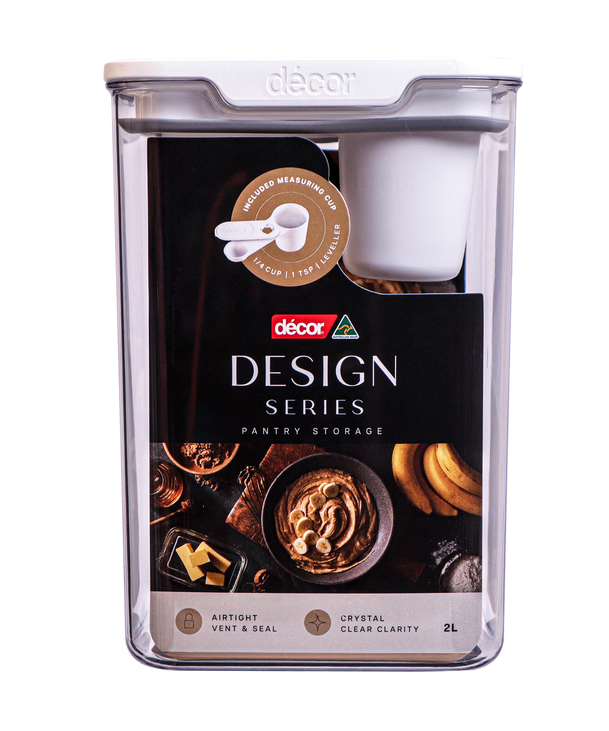 Décor Pantry Storage Container 2L Airtight with Built-In Measure | Modular & Stackable