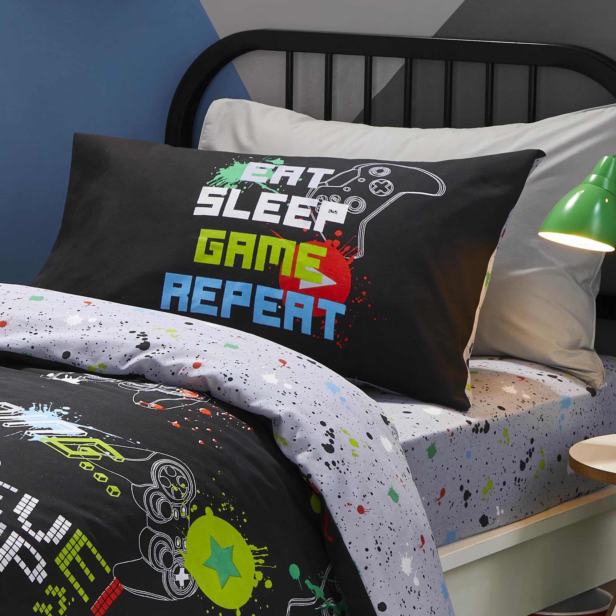 Bedlam Black Gaming Duvet Cover Set | Single (140x200cm) | Glow in the Dark Polycotton 3