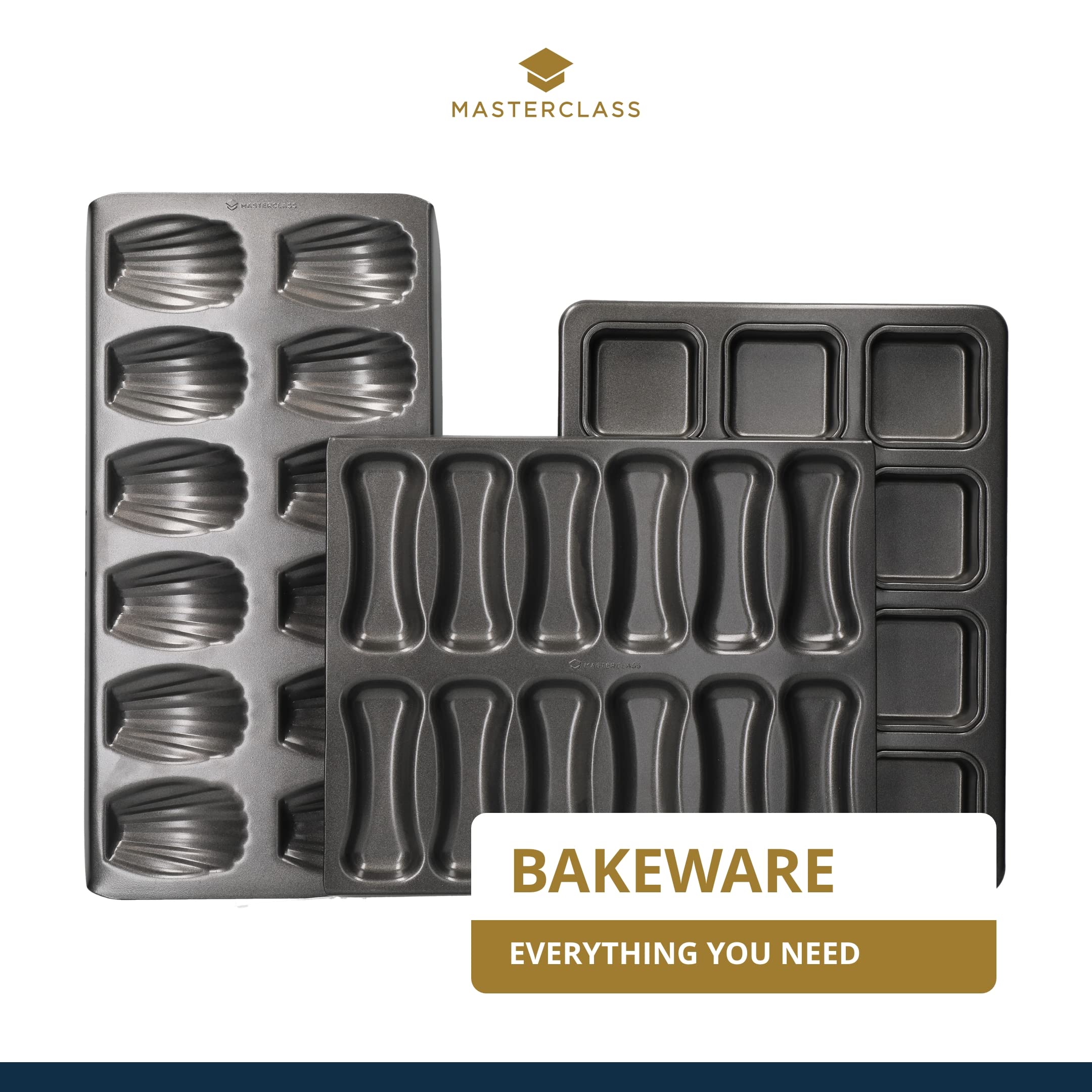 MasterClass Non-Stick Madeleine Tray - 12-Hole, Carbon Steel, Grey | Oven & Freezer Safe 7