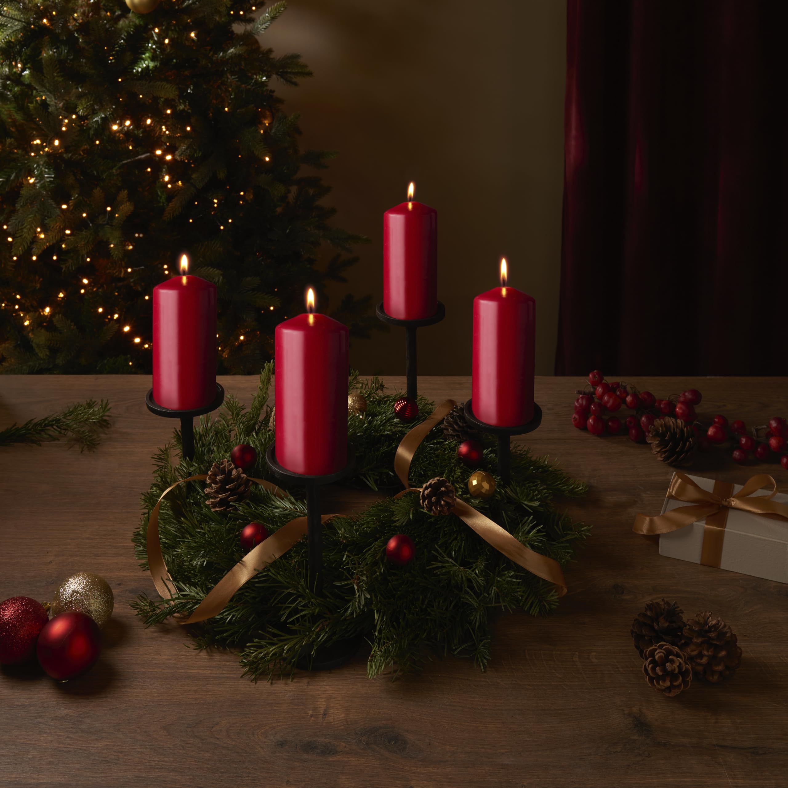 BOLSIUS Smooth Pillar Candle Set - 4 Unscented White Candles | Long Burning | Palm Oil Free 4