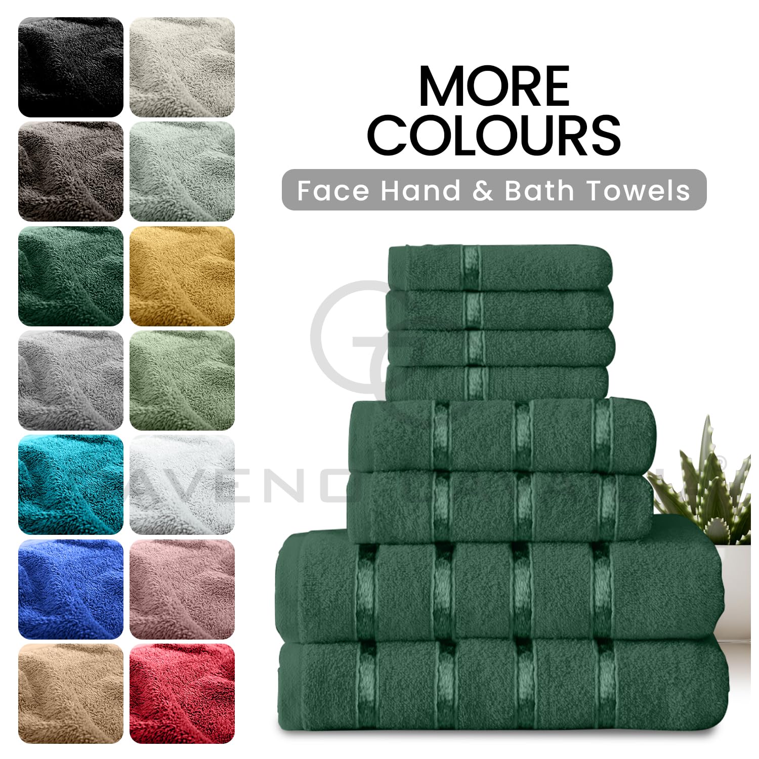 GC GAVENO CAVAILIA 8 Piece Towel Set - 450 GSM Quick Dry Cotton | Dark Green 6