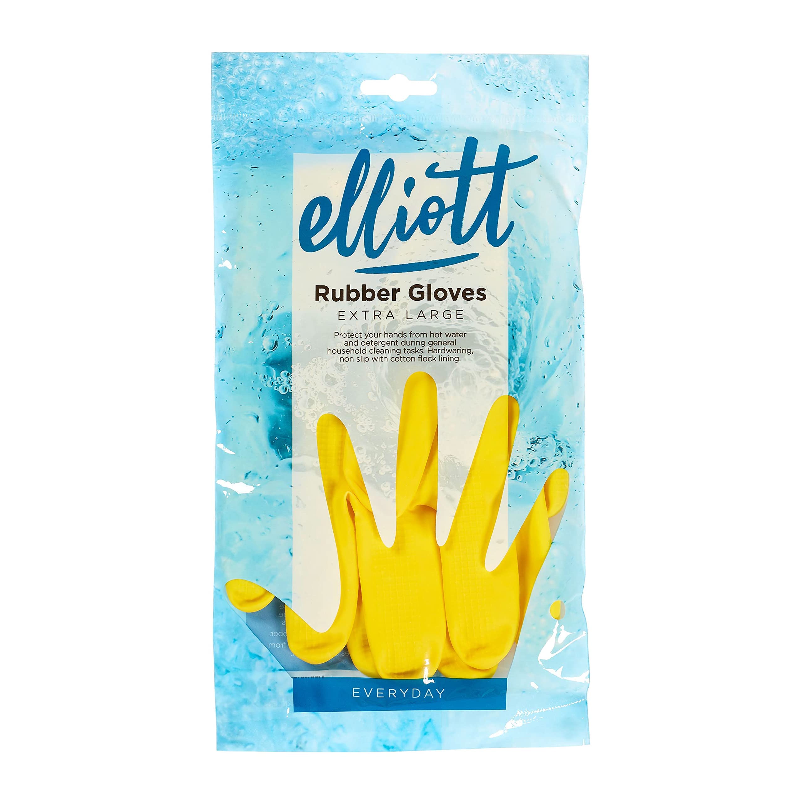Elliott Household Rubber Cleaning Gloves - XL Size, Yellow, Chemical Resistant | Pack of 2 2