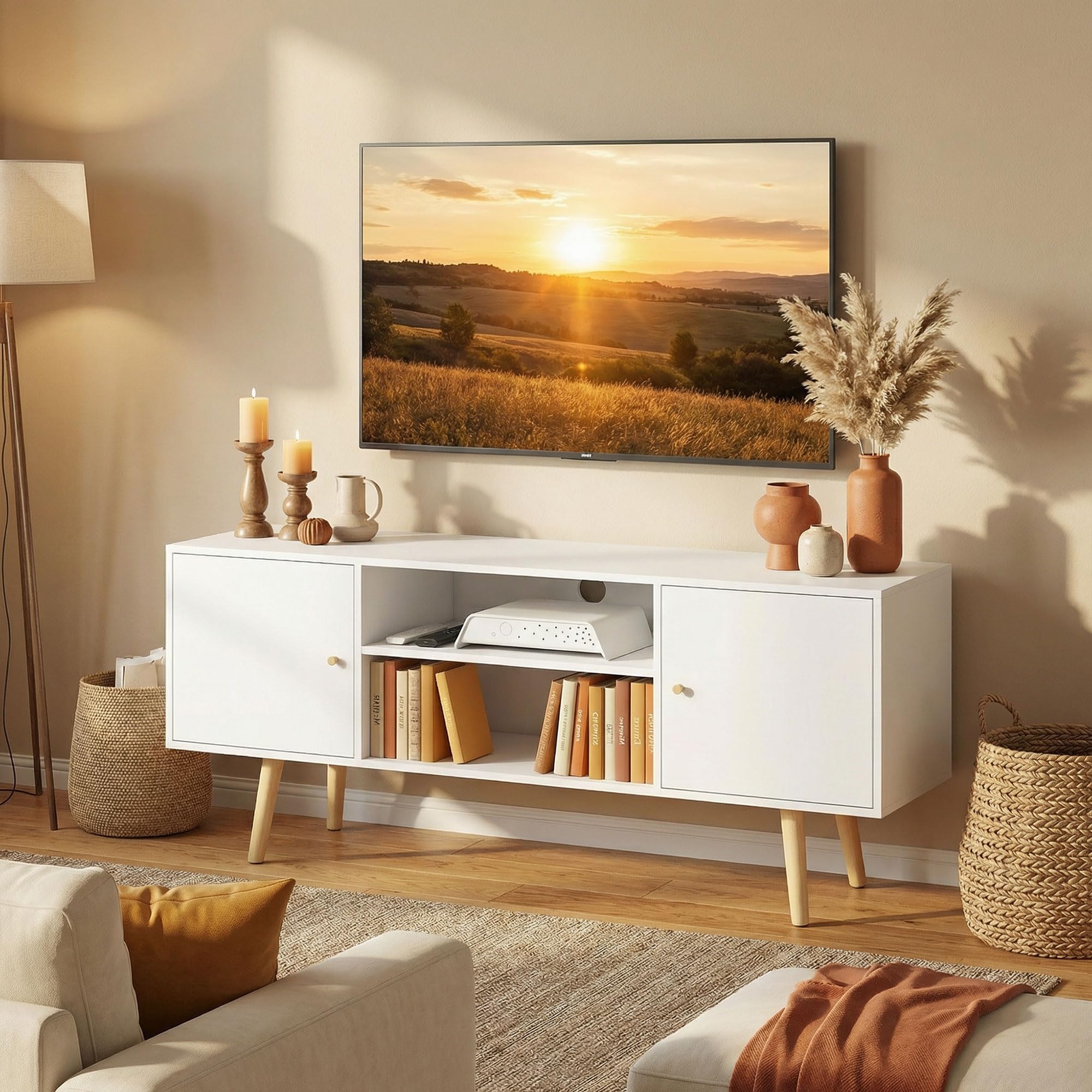 HOMCOM TV Stand Cabinet for up to 55 Inches | White Engineered Wood | 120cm Wide 8