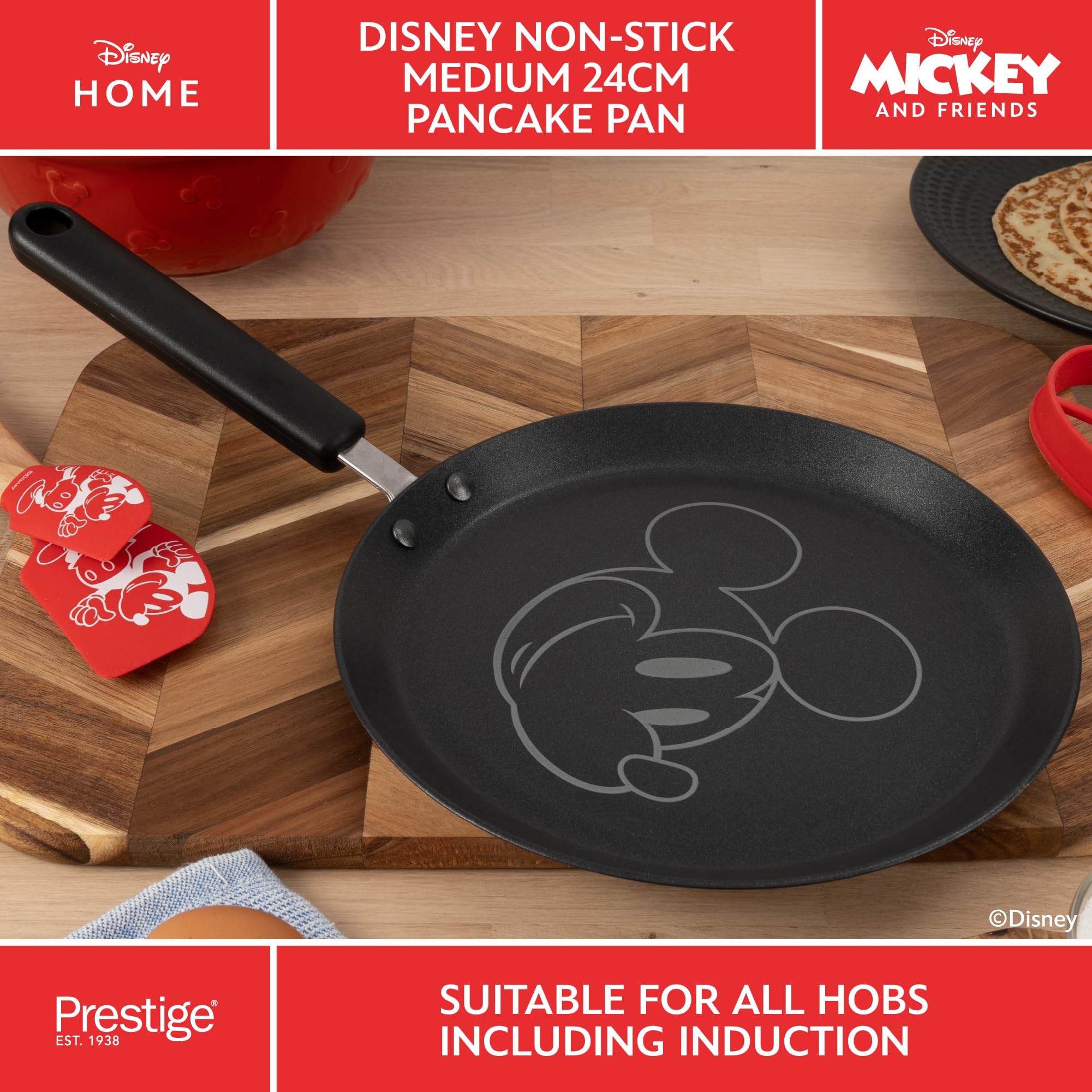 Prestige Disney Induction Pancake Pan - 24cm Non-Stick, Mickey Design, Dishwasher Safe, Grey 6