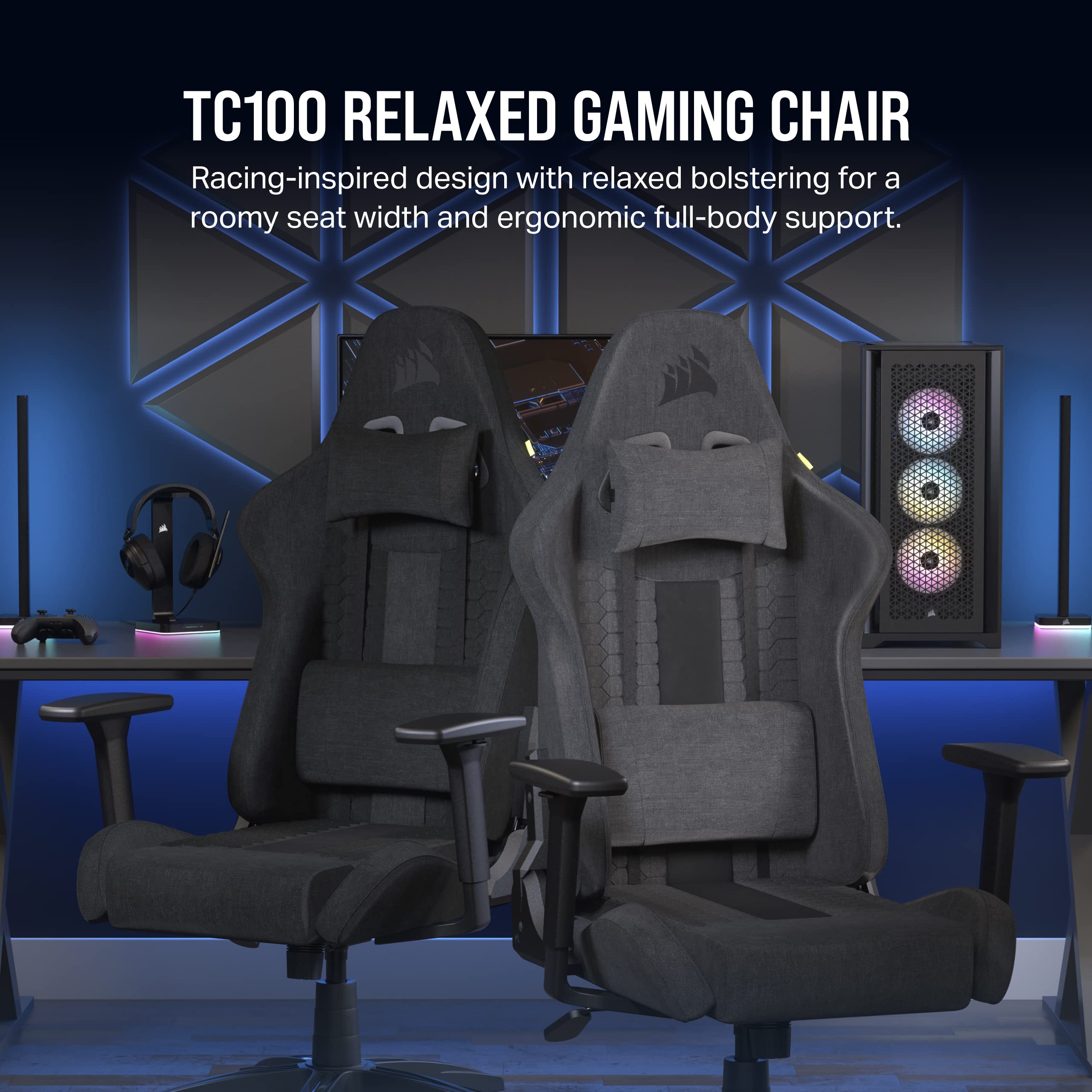 Corsair TC100 RELAXED Gaming Chair - Fabric, Grey & Black | Adjustable Height, Lumbar Support 4
