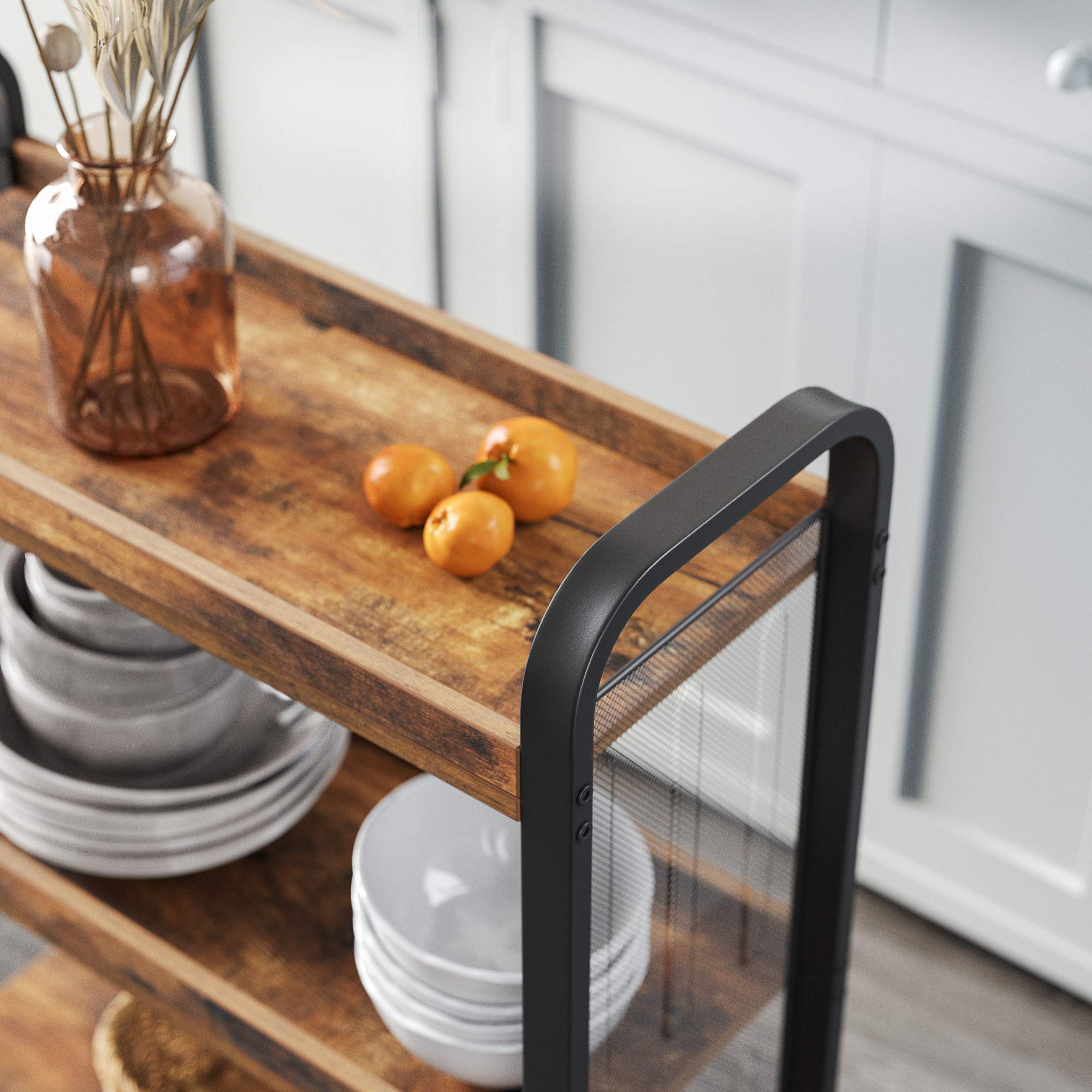 VASAGLE DAINTREE Kitchen Trolley - 3 Shelves, Rustic Brown | 66 x 26 x 85 cm 6