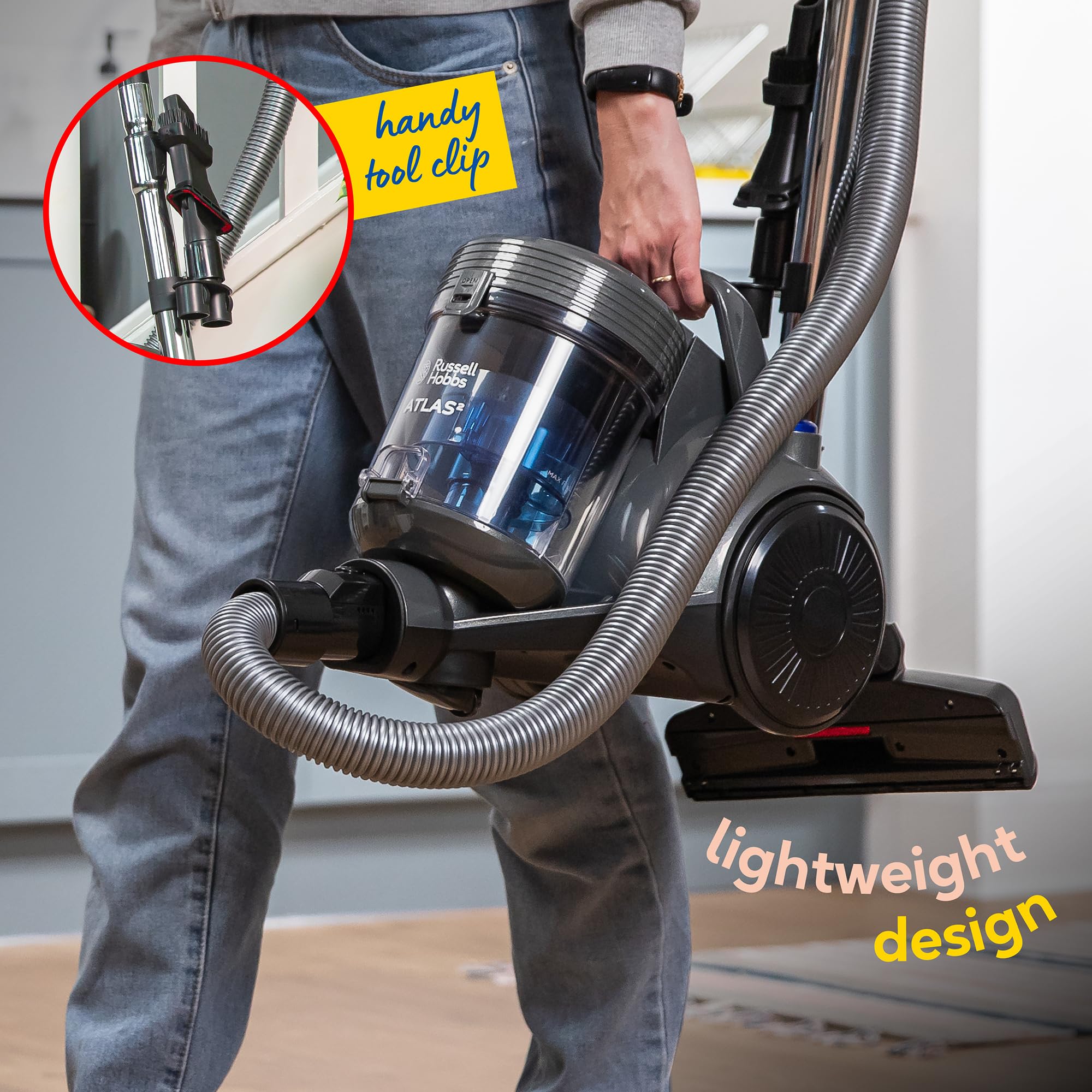 Russell Hobbs Atlas2 Cylinder Vacuum Cleaner - 700W Motor | 2.5L Capacity | 3.8kg Lightweight 6