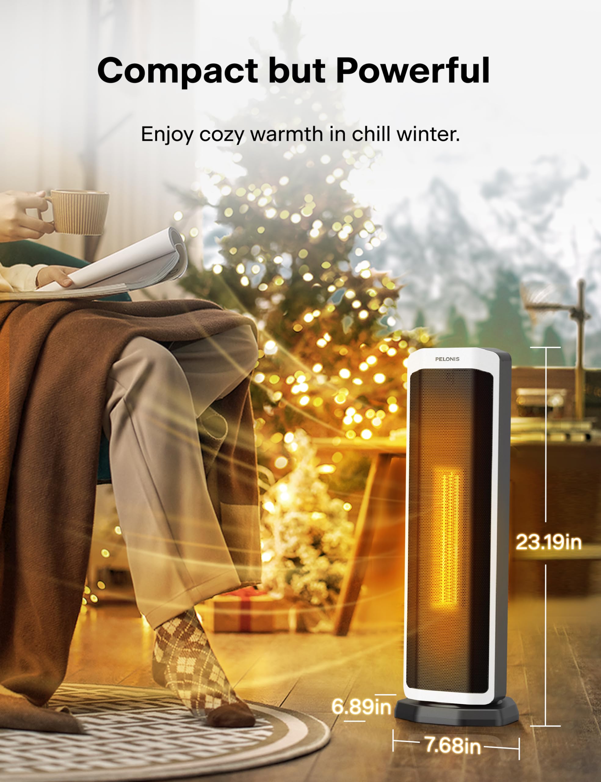 Pelonis 2000W Electric Space Heater with Remote Control | 75° Oscillation | Adjustable Thermostat 6