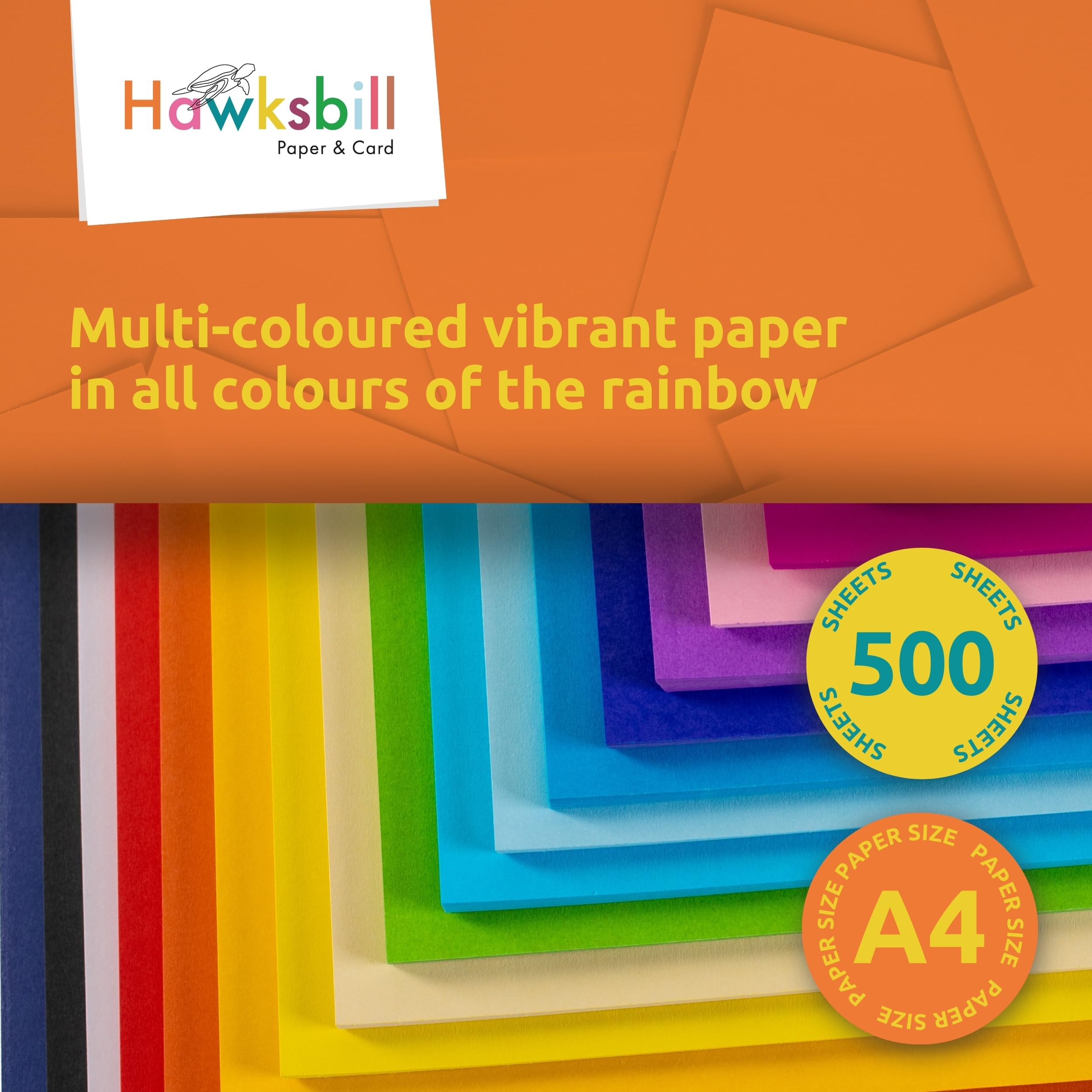Hawksbill 500 Sheet A4 Origami Paper Pack | 18 Vibrant Colours | 80GSM Acid-Free Craft Paper 6