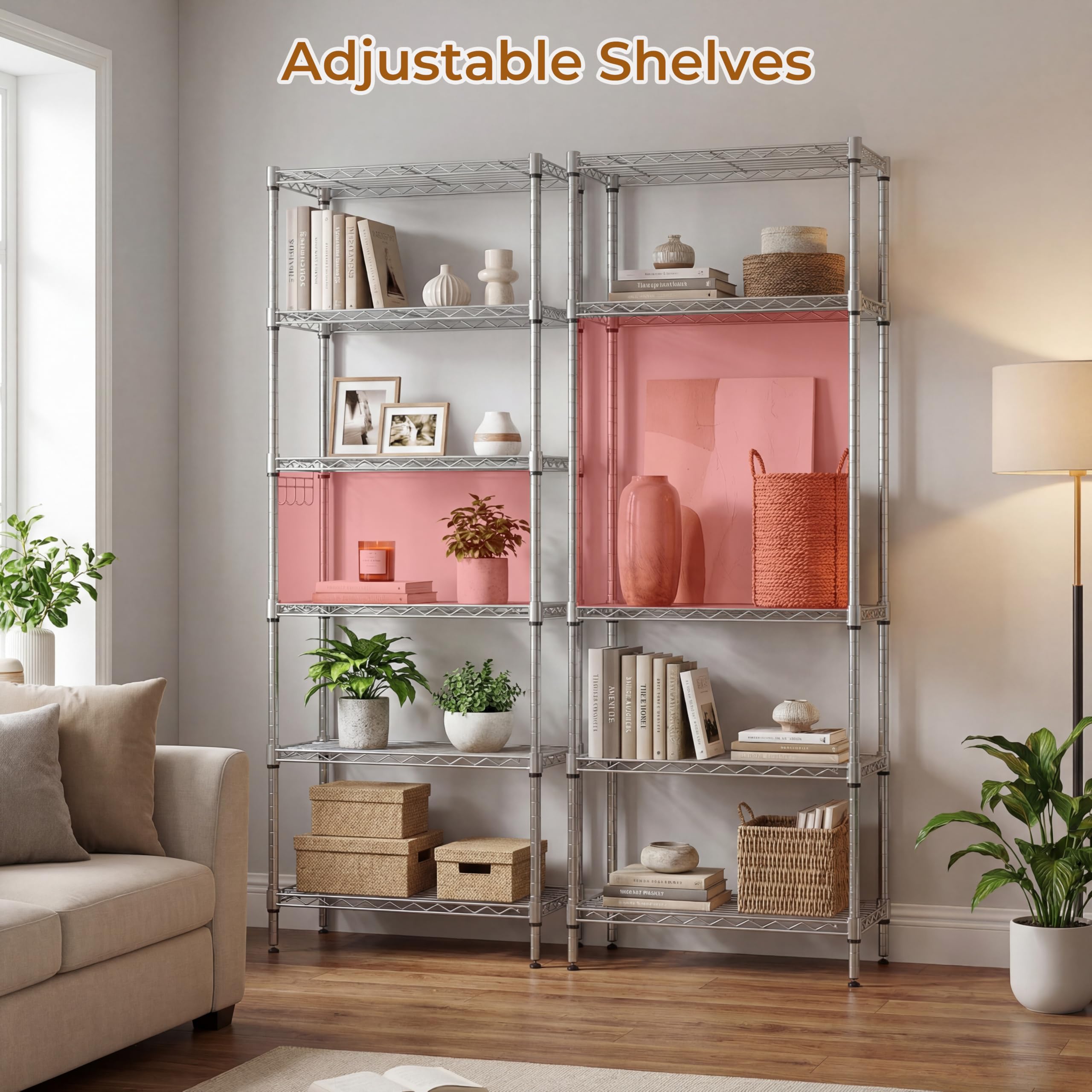 Himimi 6-Tier Wire Shelving Unit Metal Storage Rack | 550lb Capacity | Adjustable Shelves
