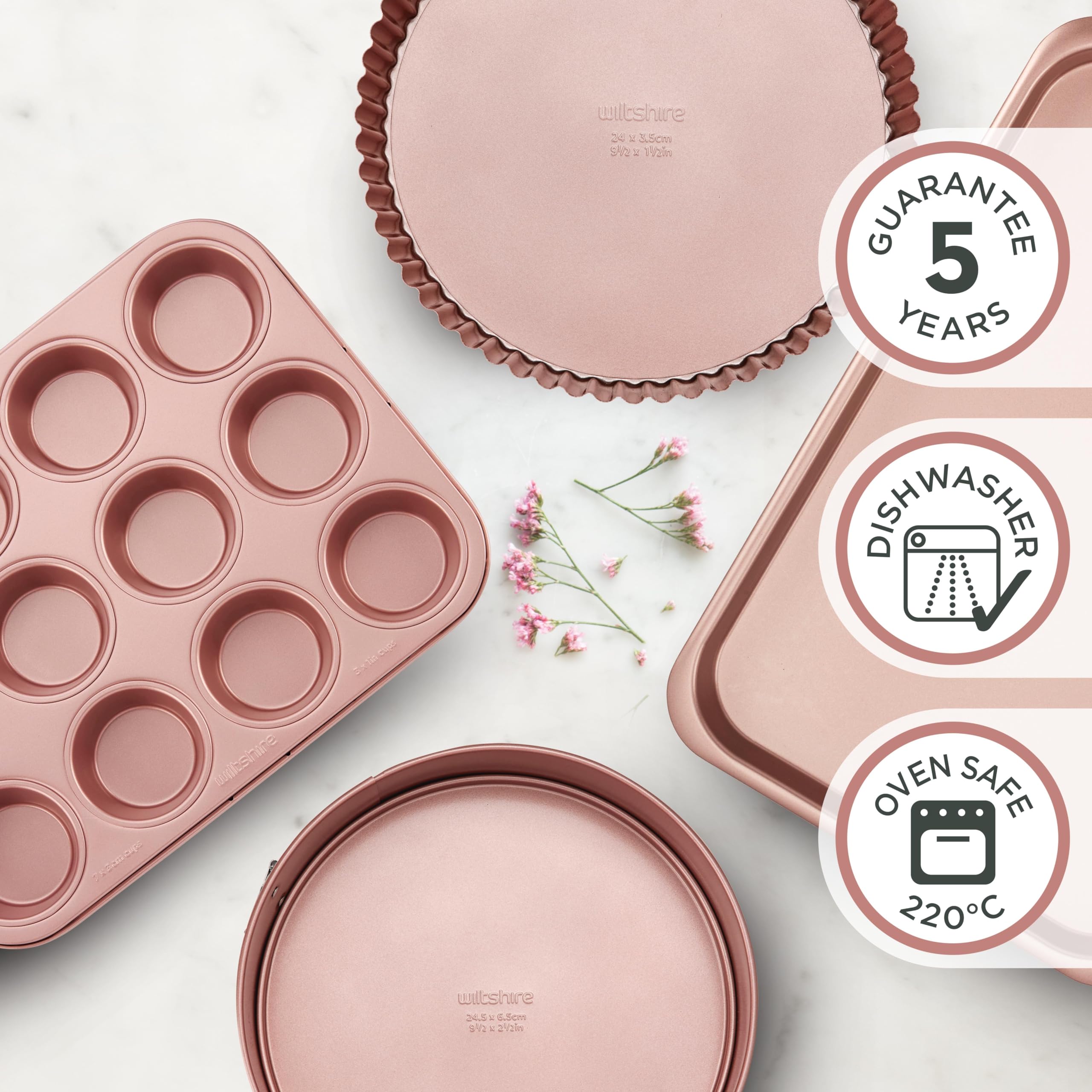 Wiltshire Rose Gold Heart Cake Pan - 19cm Non-Stick Carbon Steel | Oven Safe up to 220°C 5