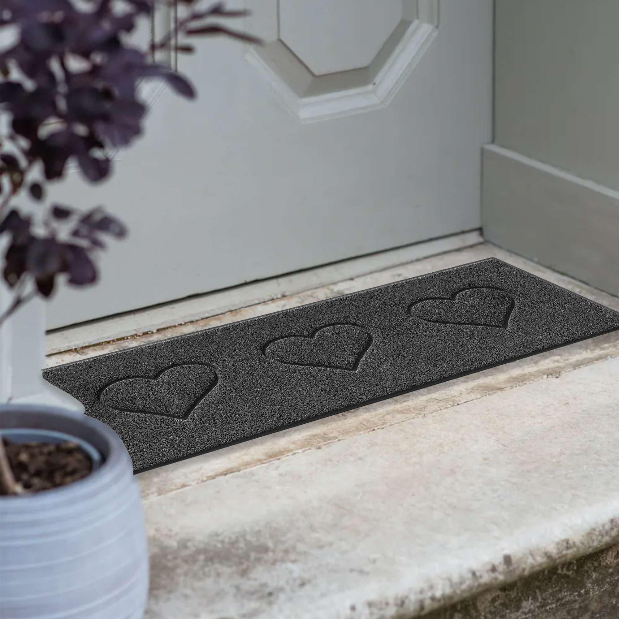 Nicoman Double Heart Doormat - Dirt Trapper, Washable, Quick Drying | 60x40cm Dark Grey 5