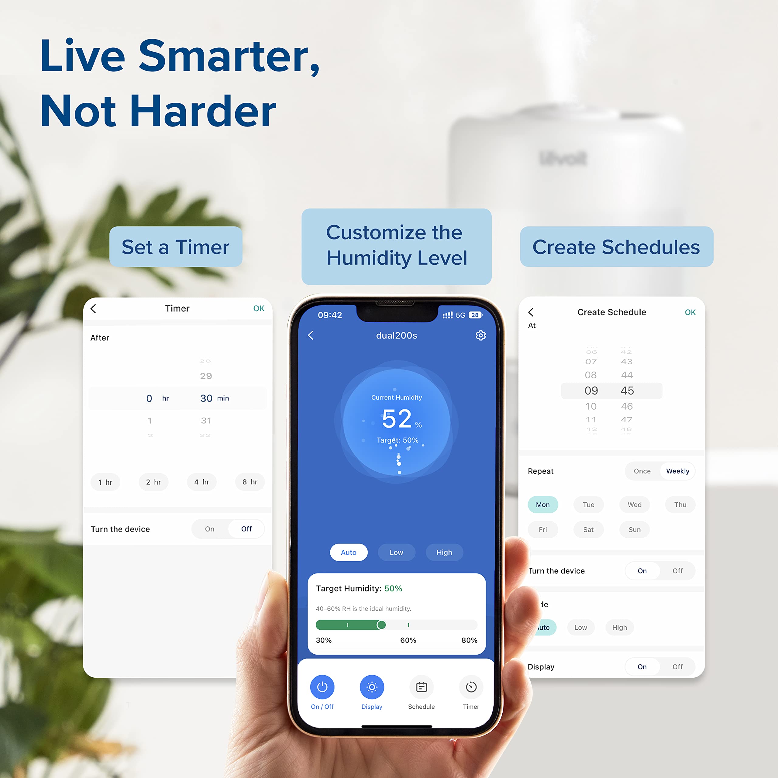 Levoit 3L Smart Cool Mist Humidifier - Top-Fill, Auto Mode, Up to 25H Run Time | Covers 27㎡ 3