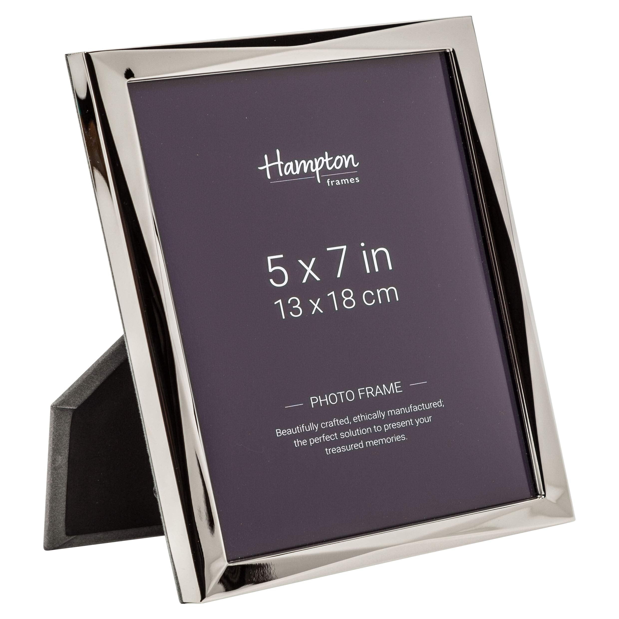 Hampton Frames Silver Photo Frame - 5x7 (13x18cm) | Polished Nickel Finish | Freestanding 2