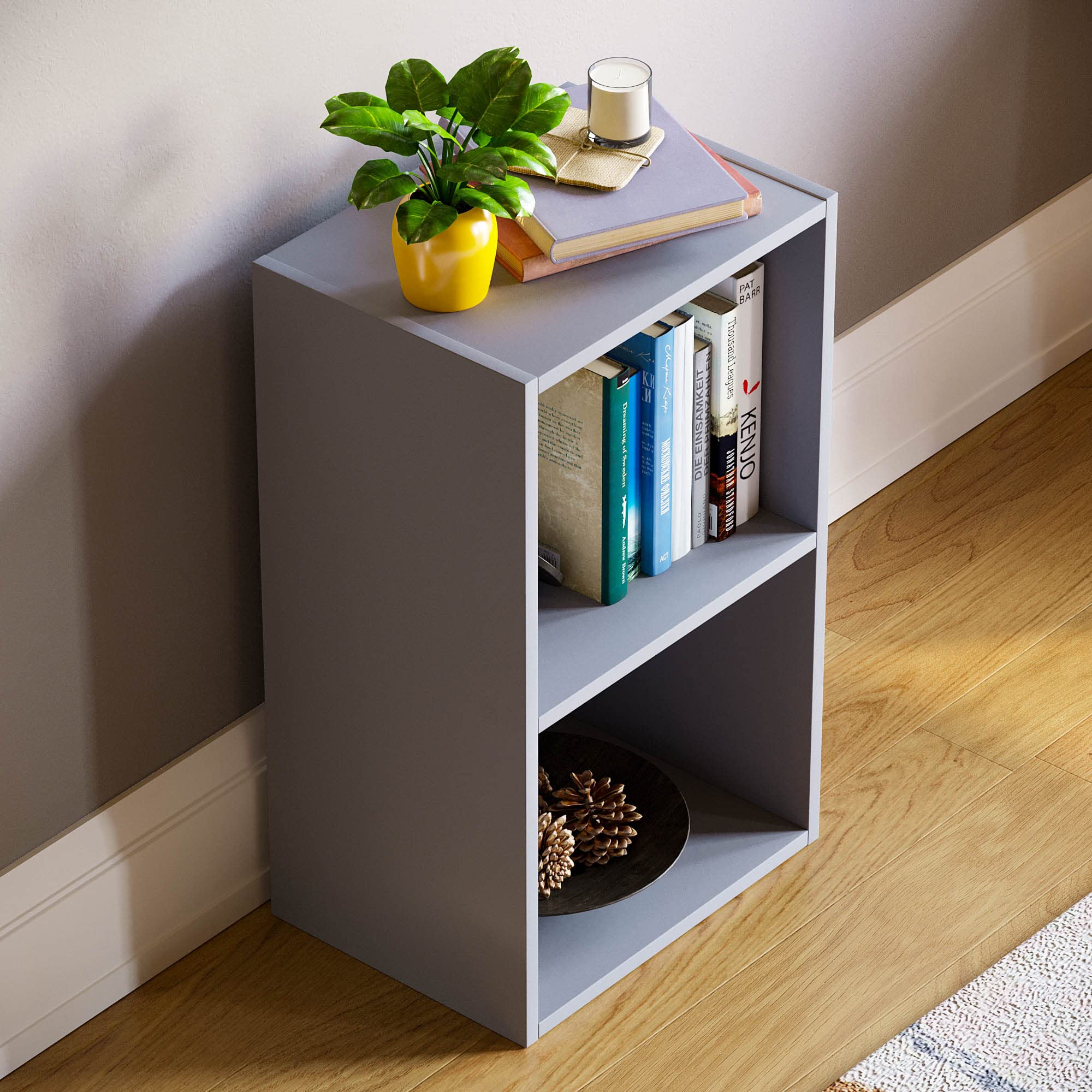Vida Designs Oxford 2 Tier Cube Bookcase - Grey Wooden Shelving | H 54 x W 32 x D 24 Cm 7