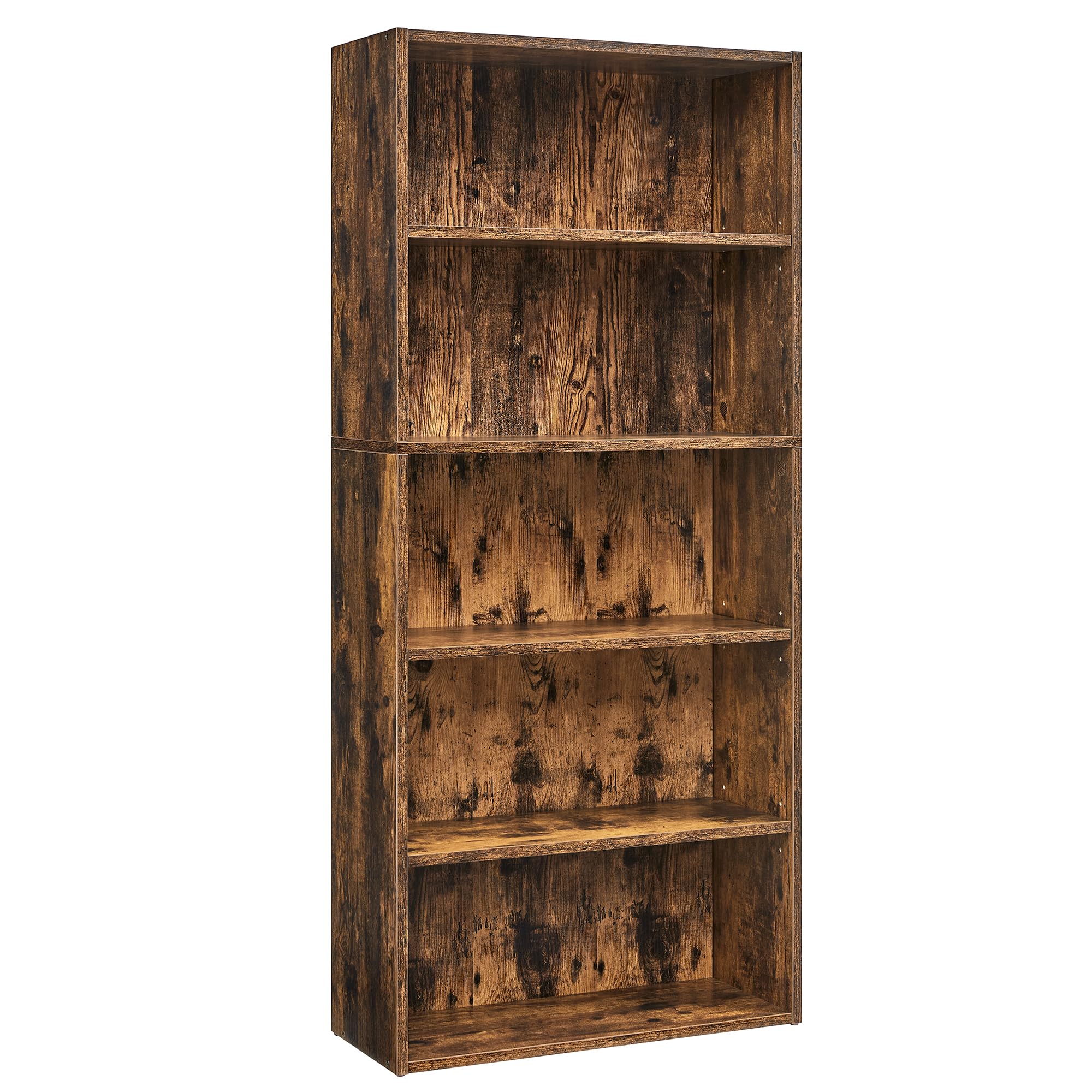 VASAGLE 5-Tier Bookcase Storage Shelving Unit | Rustic Brown Engineered Wood | Adjustable Shelves 1