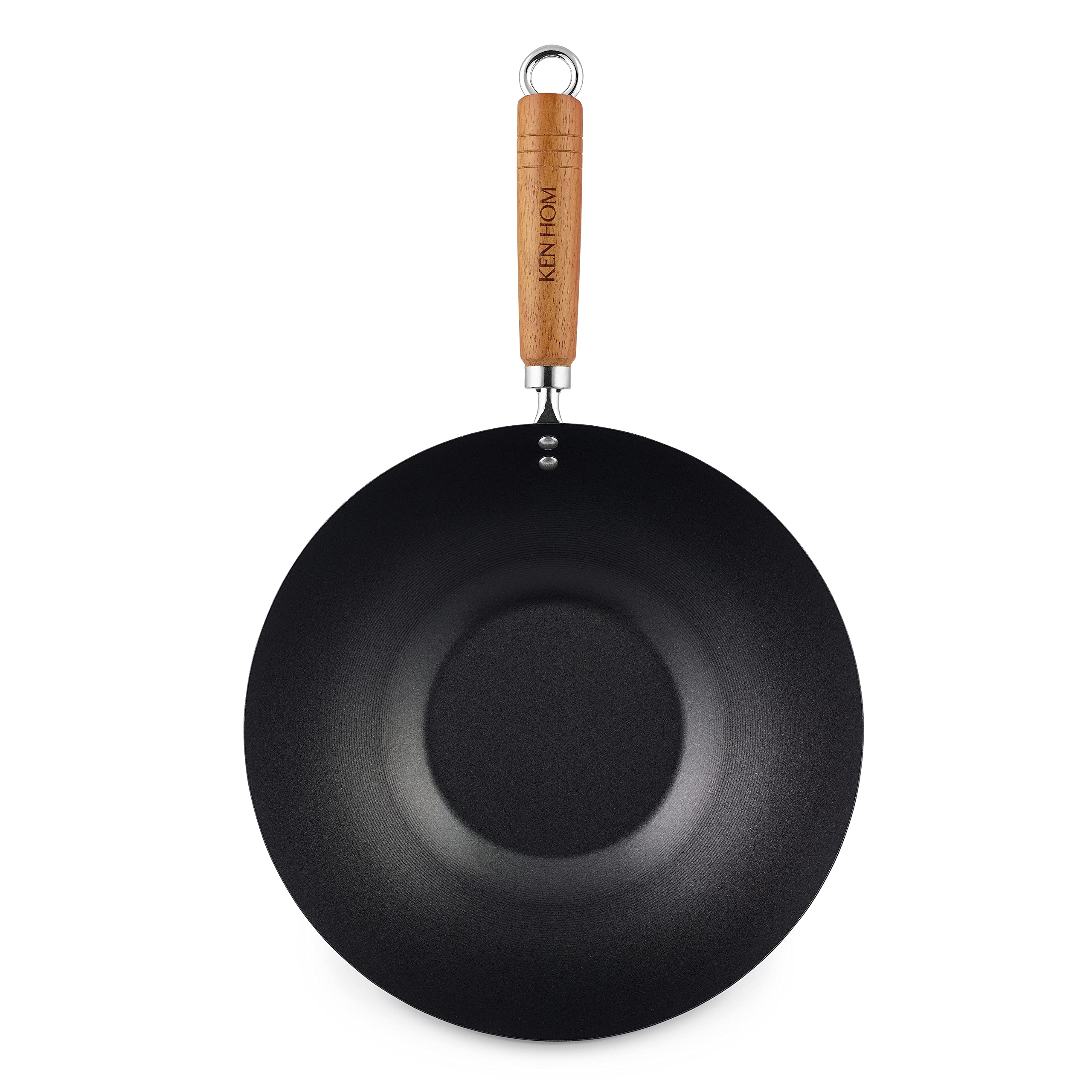 Ken Hom Carbon Steel Wok - 31cm Non-Stick Flat Base for Gas/Electric/Ceramic Hobs 9