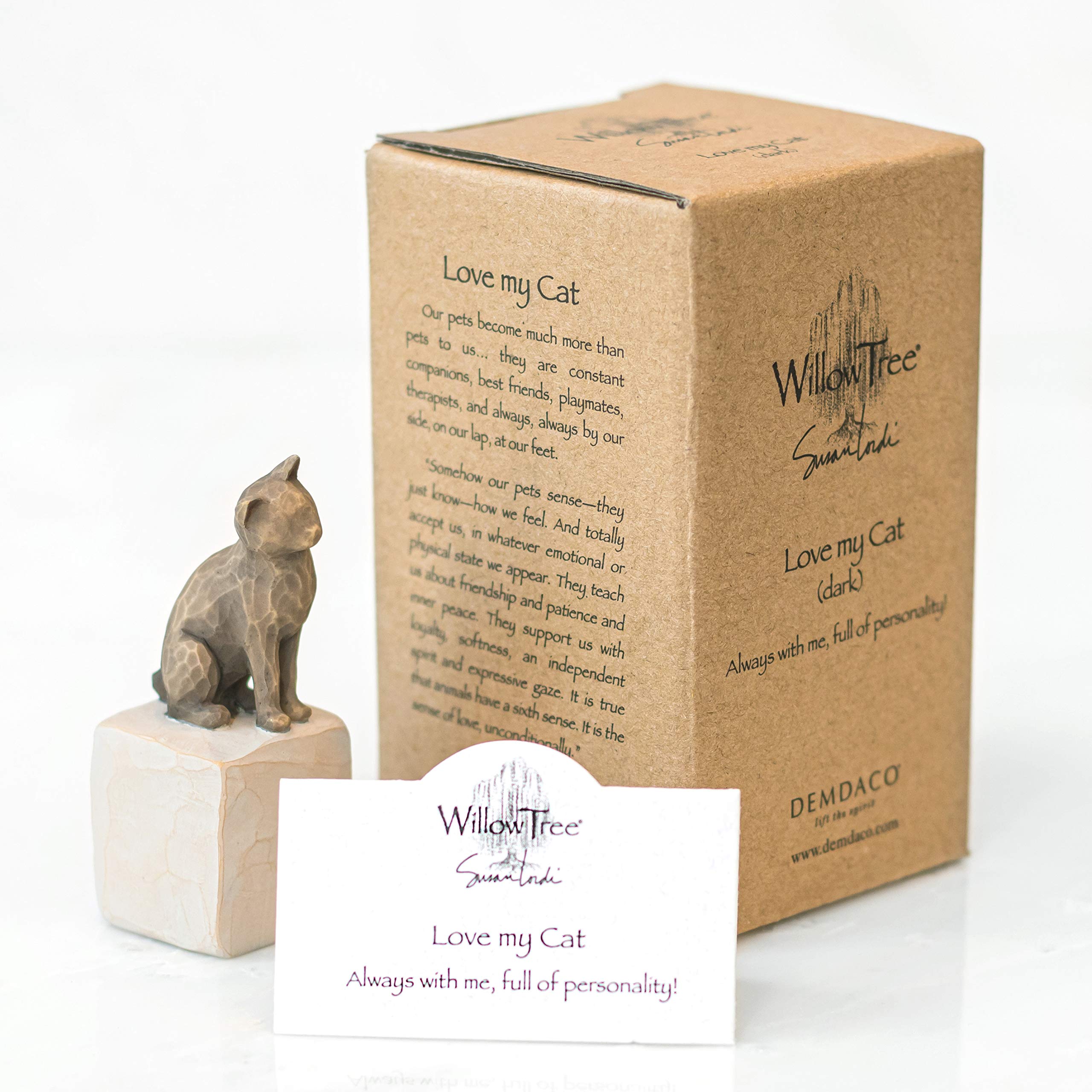 Willow Tree Love My Cat Dark Figurine - Resin Sculpture | Hand-Painted | 3 x 3 x 7.5 cm 7