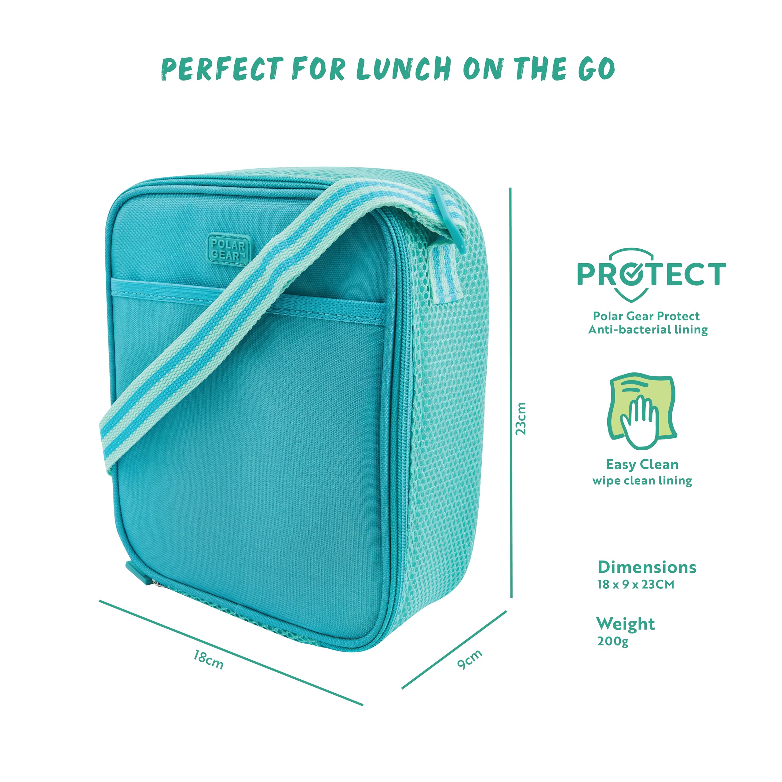 Polar Gear Kids Lunch Bag - Fully Insulated | Antibacterial Lining | Mint Color