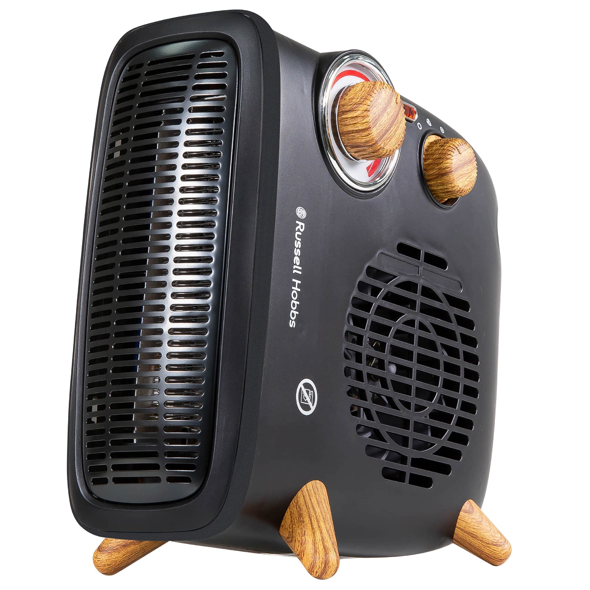Russell Hobbs 1.8kW Retro Electric Fan Heater - Black Scandi Wood Effect | 20m² Coverage 1