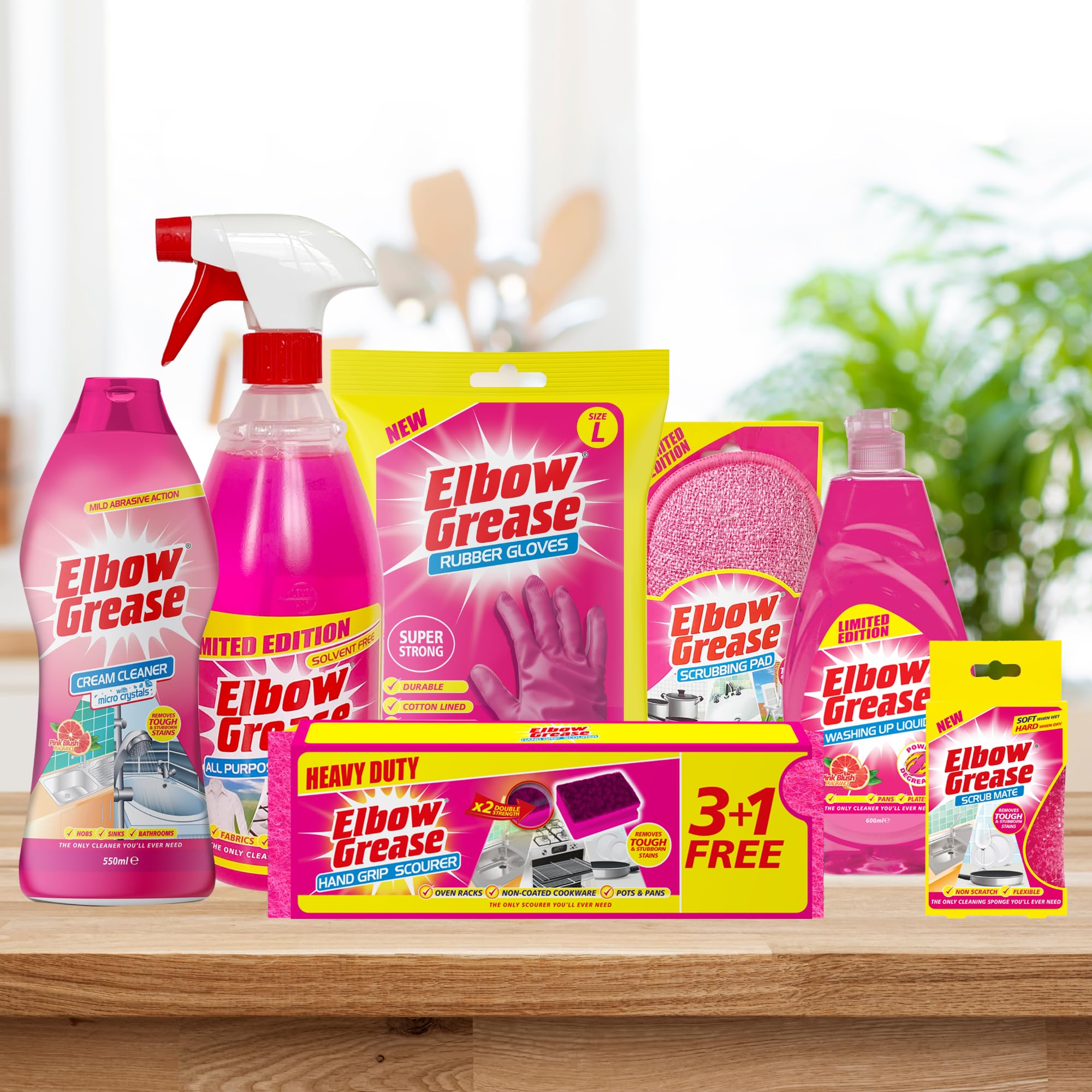 Elbow Grease Pink Rubber Gloves - Super Strong & Cotton Lined | Size L 7