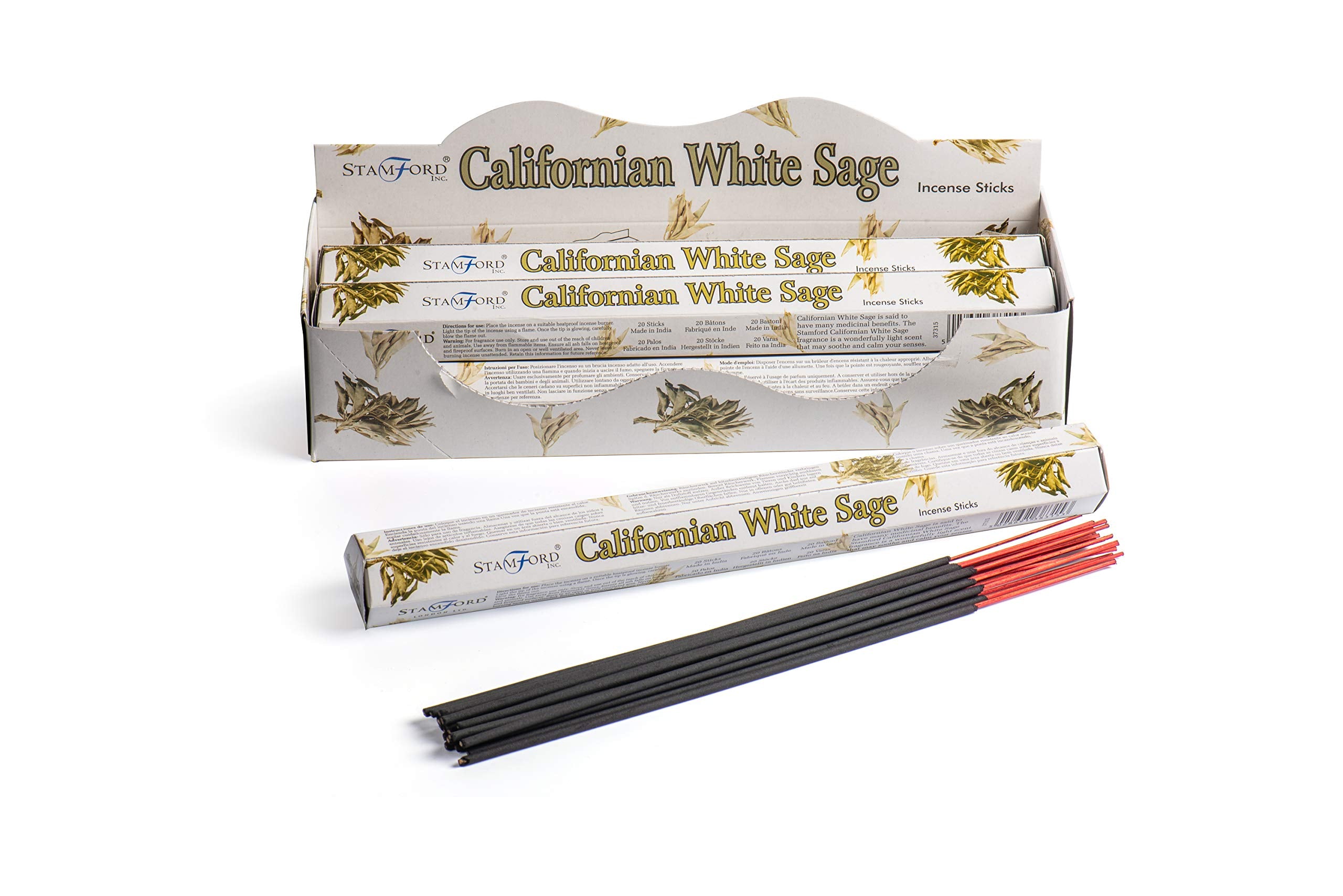 STAMFORD INC. Californian White Sage Incense Sticks - Relaxation Scent | 6 Packs of 20 Sticks 1
