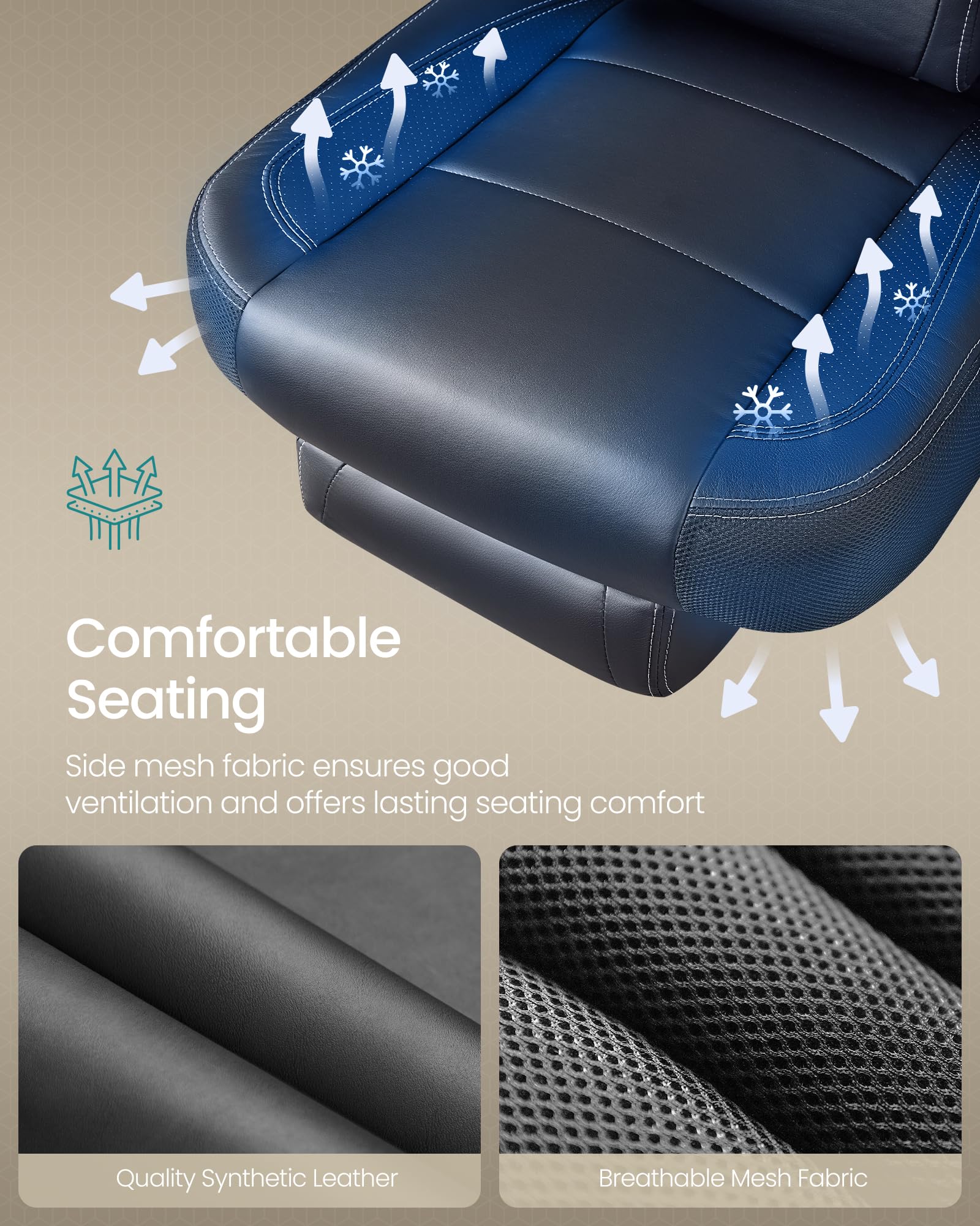 SONGMICS Gaming Chair with Footrest | Synthetic Leather | Ink Black | 70 x 70 x 121-133 cm 4