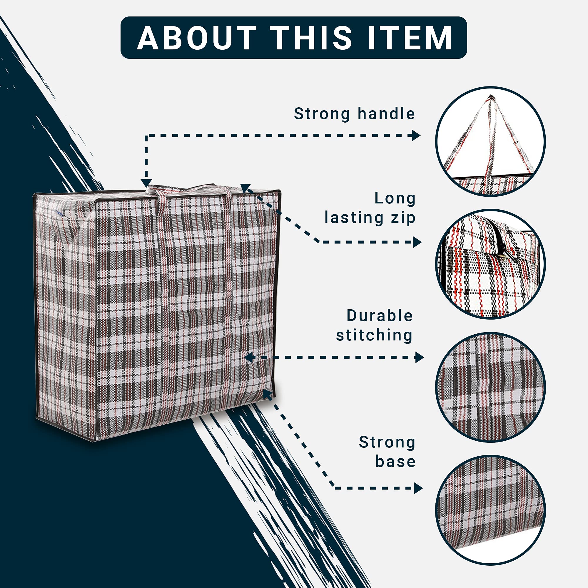 Zuvo Large Laundry Bags with Zip (5-Pack) - Waterproof, Durable Reusable Storage | 60x50x25 cm 4