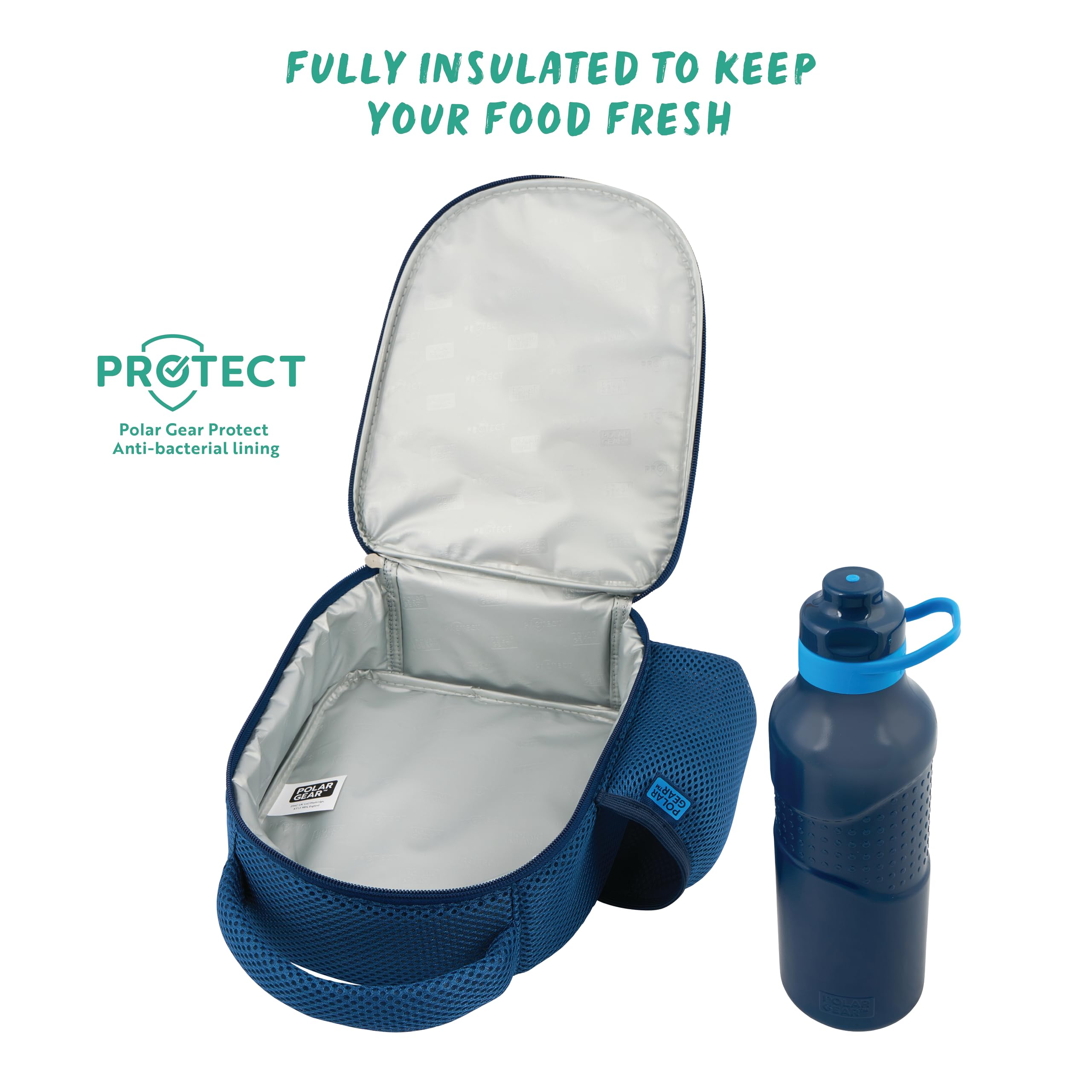 Polar Gear Gamer Pixel Insulated Kids Lunch Bag with 600ml Water Bottle | Polyester | Blue 3