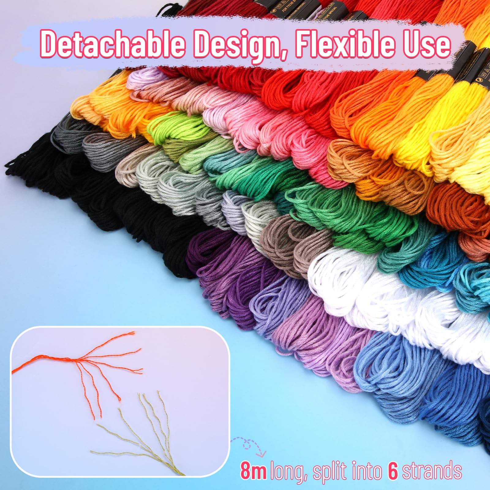 VynyQoo 120PCS Embroidery Threads Kits - 102 Colors Floss for Cross Stitch & DIY Crafts | Polyester 6